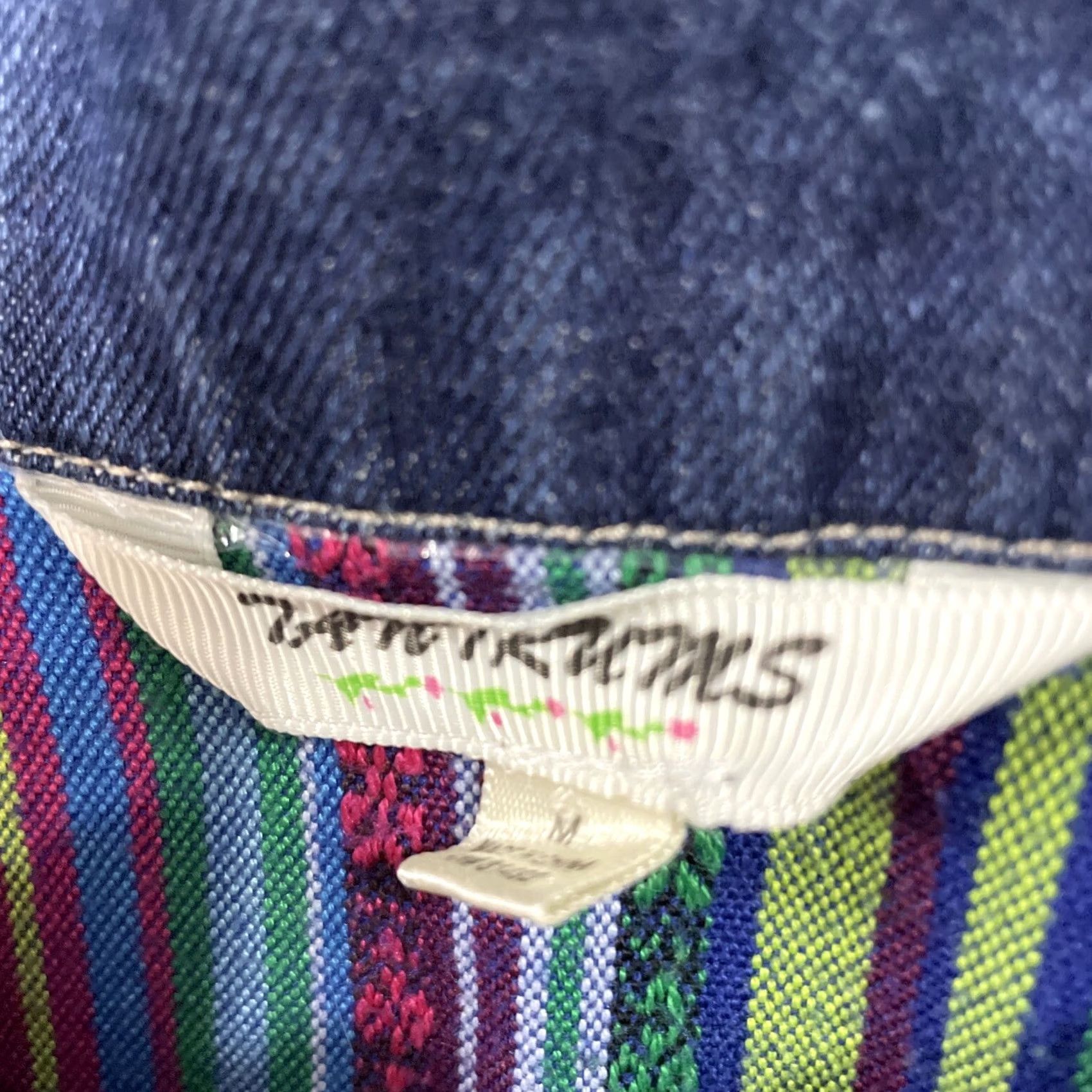 Rainbow Tantrums Jean Jacket Women M Blue Denim Floral Boho Western Tribal Aztec Shirt Mens Size 32" / US 10 / IT 46 - 6 Thumbnail