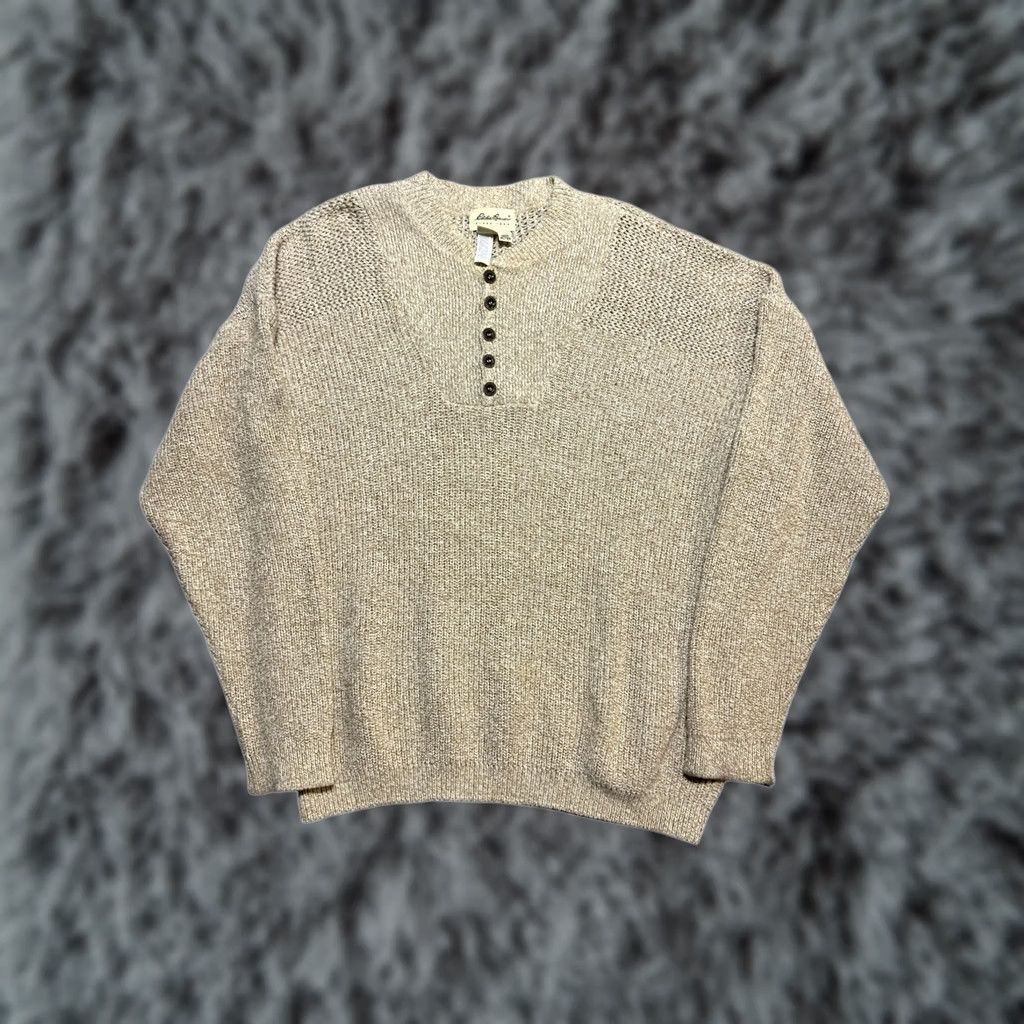 Eddie Bauer VINTAGE Eddie Bauer Fisherman's Sweater Mens XL Tall Cotton Knit Pullover Tan Size US XL / EU 56 / 4 - 1 Thumbnail