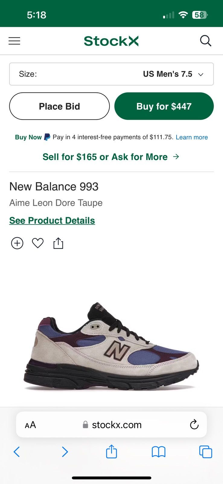 Aime Leon Dore × New Balance Aime Leon Dore X New Balance 993 Size US 7.5 / EU 40-41 - 8 Thumbnail