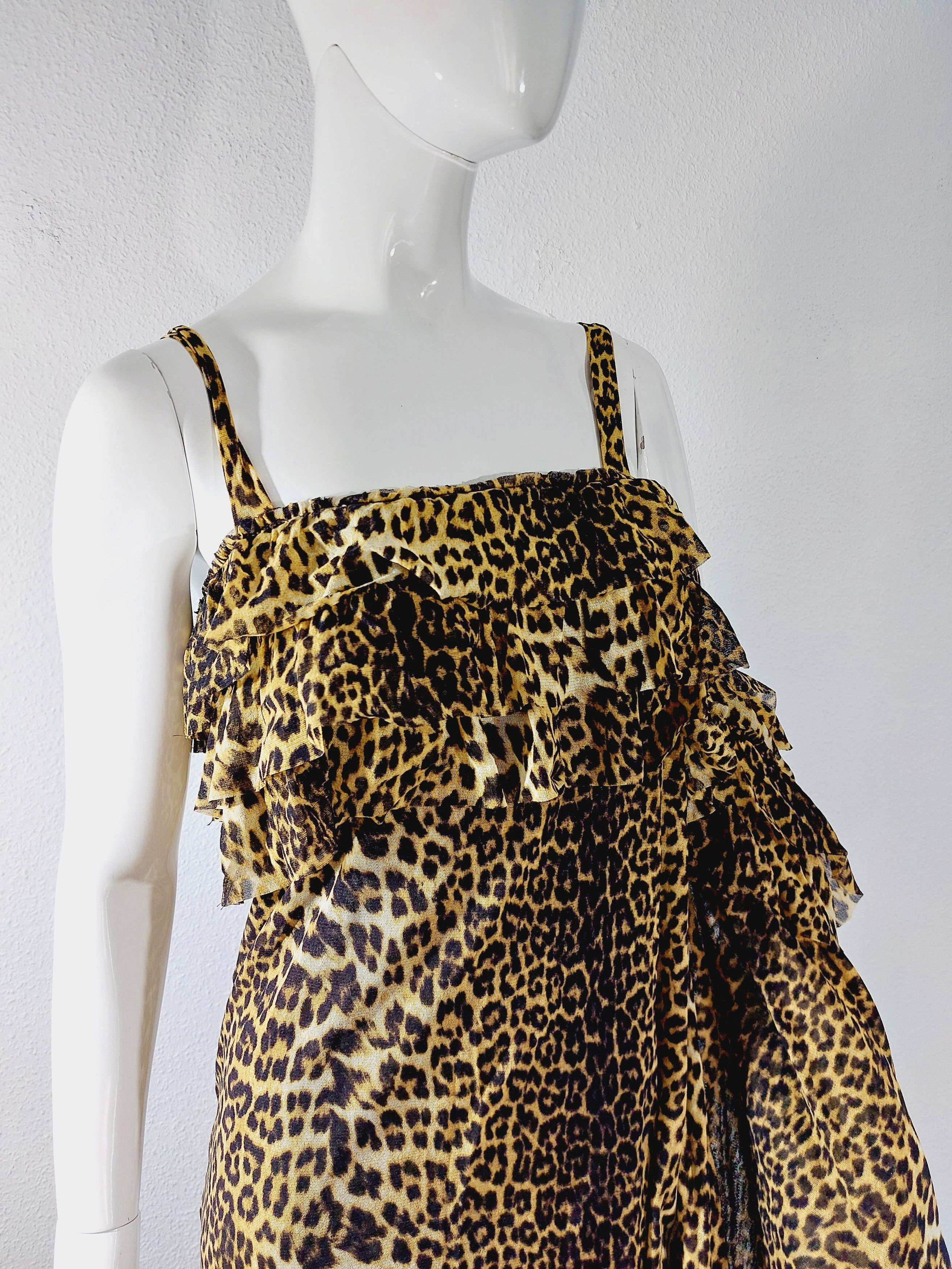 Jean Paul Gaultier Jean Paul Gaultier Mesh Tarzan Jane Leopard Tiger Dress Size L / US 10 / IT 46 - 19 Thumbnail