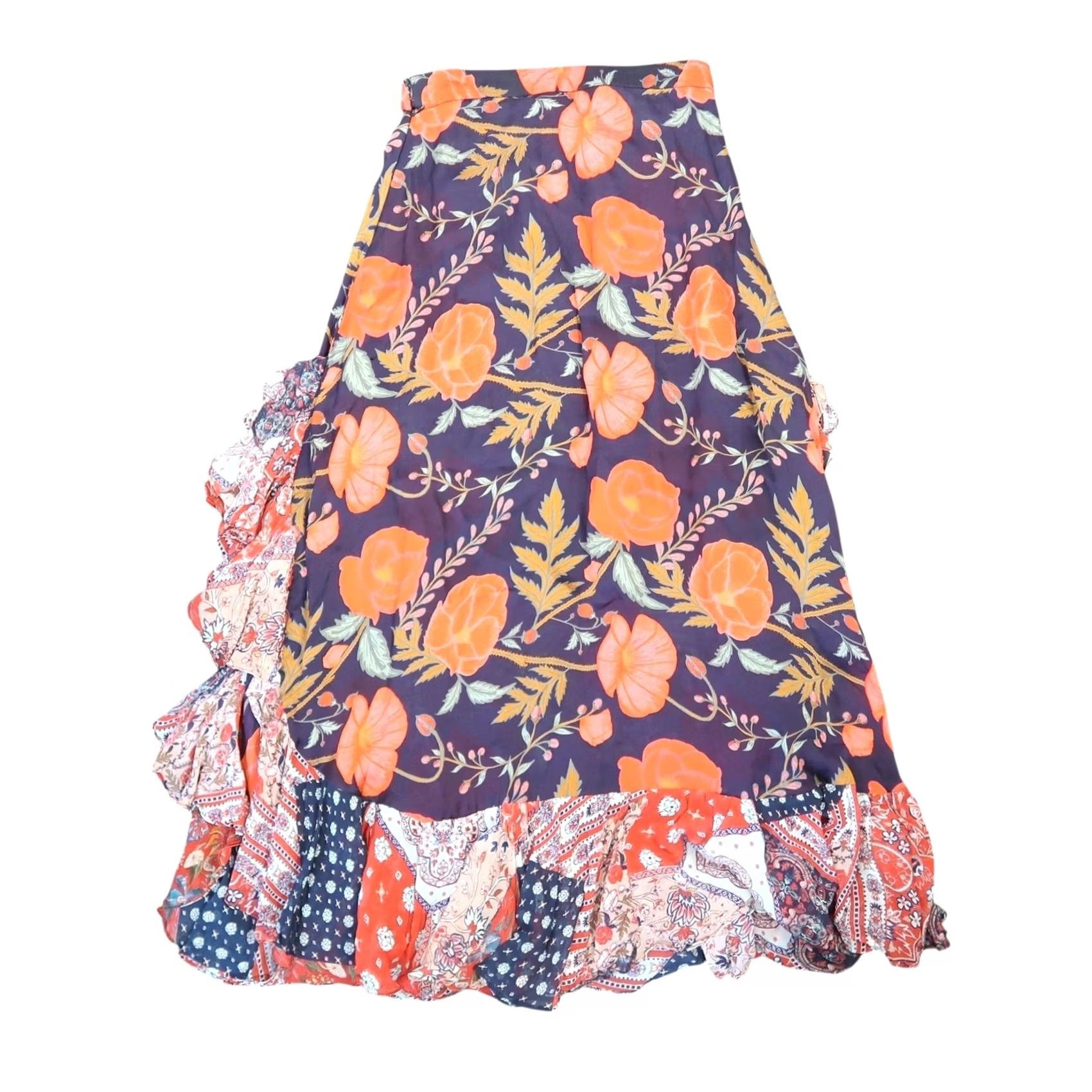 Anthropologie Anthropologie Nidhi Yasha Maxi Skirt Purple Orange Floral S Womens Size 28" / US 6 / IT 42 - 5 Thumbnail