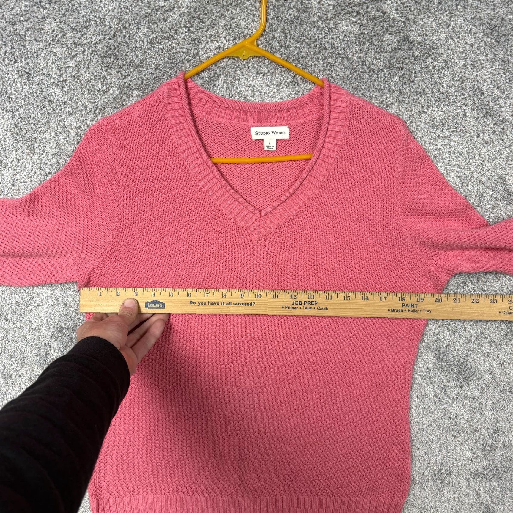 Vintage Vintage Studio Works Sweater L Women Pink 100% Cotton V-Neck Knit's Pullover Cozy Layering Vintage Y2K Classic Size L / US 10 / IT 46 - 4 Thumbnail
