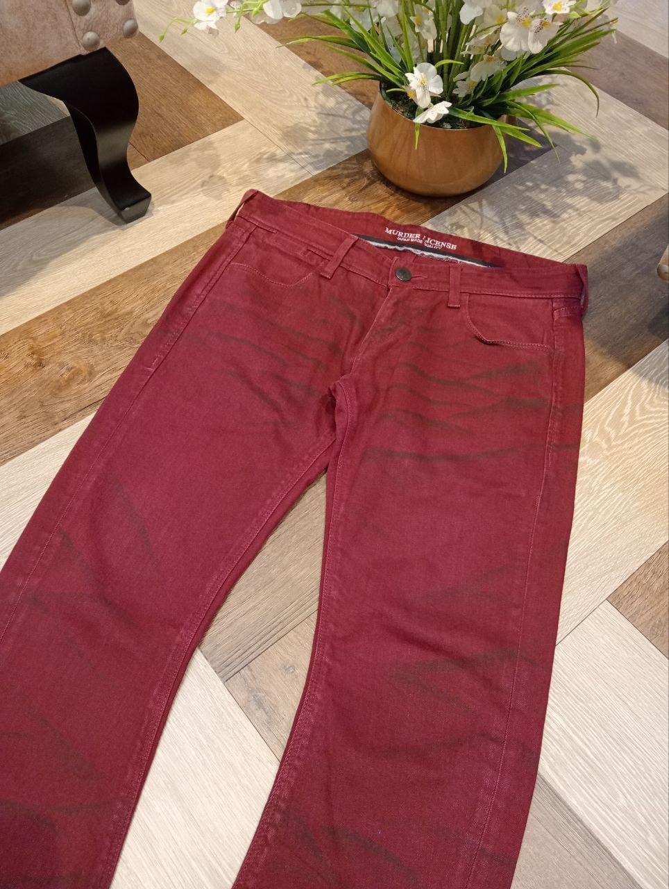 Murder License MURDER LICENSE MAROON MUDWASH WHISKER FADE CURVE JEANS Size US 33 - 4 Thumbnail