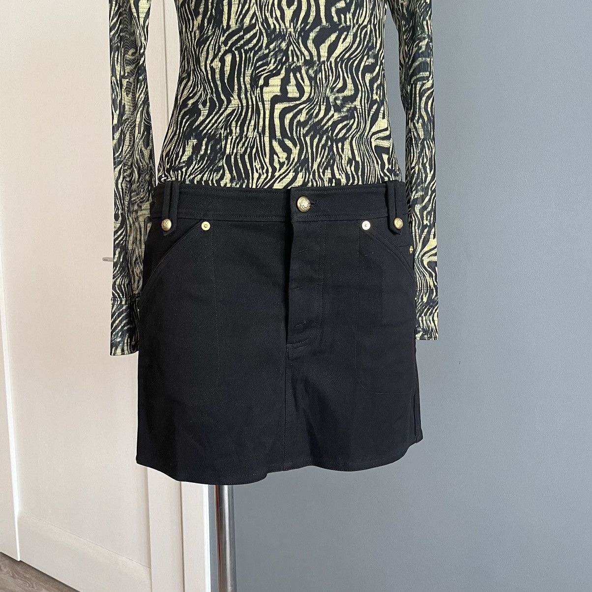 Balenciaga Denim Mini Skirt Size 40 Uk 12 Us 8 Black