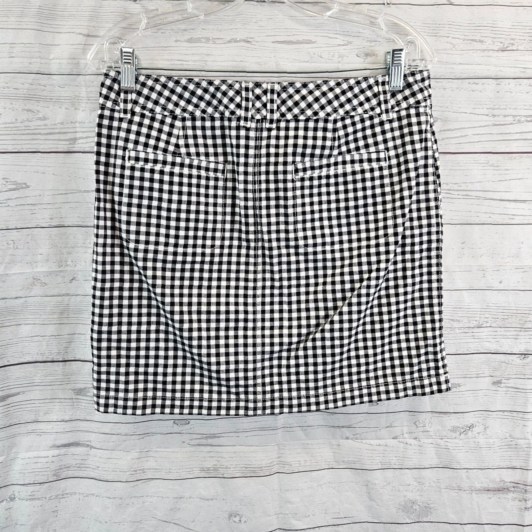 Vintage Caslon Womens Skirt 4 Black White Gingham Cotton Blend Check Short Pencil Casual Womens Caslon Skirt 4 Black White Gingham Size 27" / US 4 / IT 40 - 2 Thumbnail