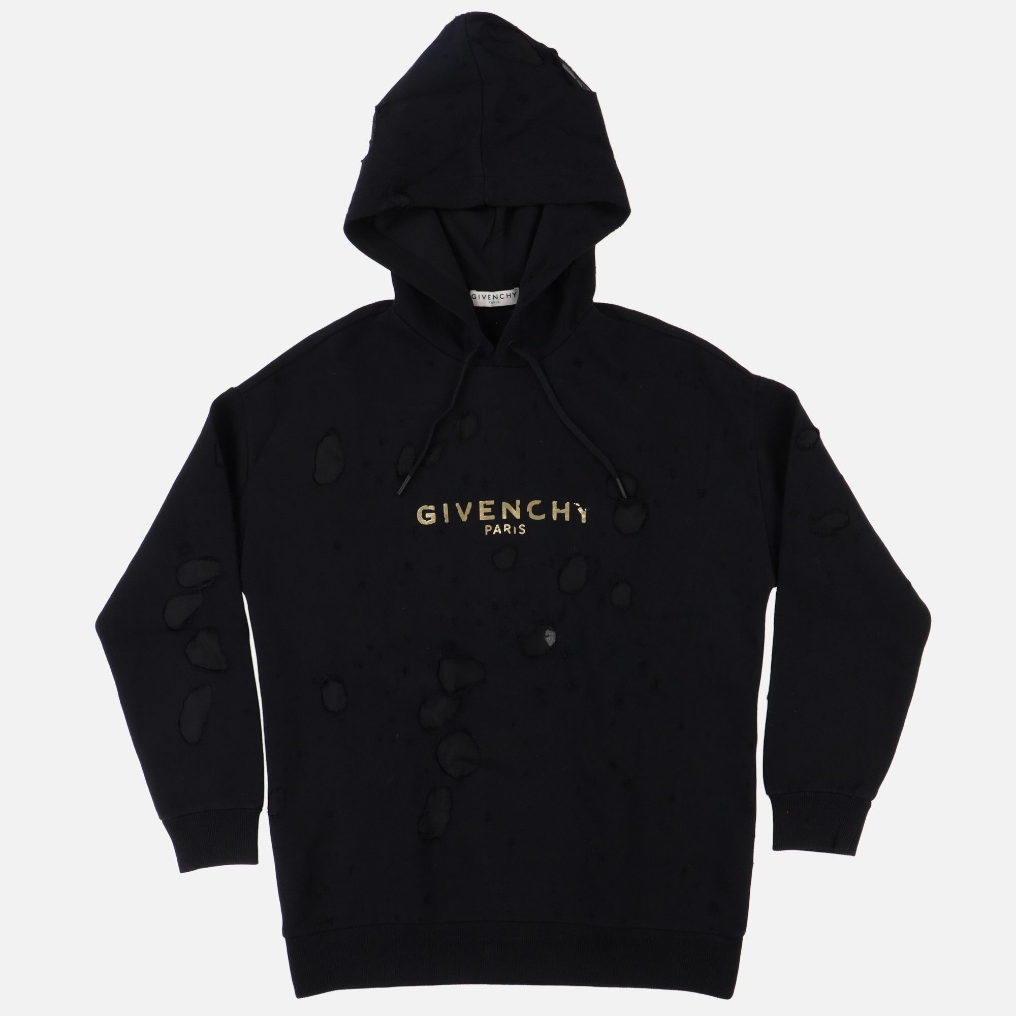 Givenchy Black and Gold Destroyed Blurred Logo Hoodie Size US XS / EU 42 / 0 - 1 Thumbnail