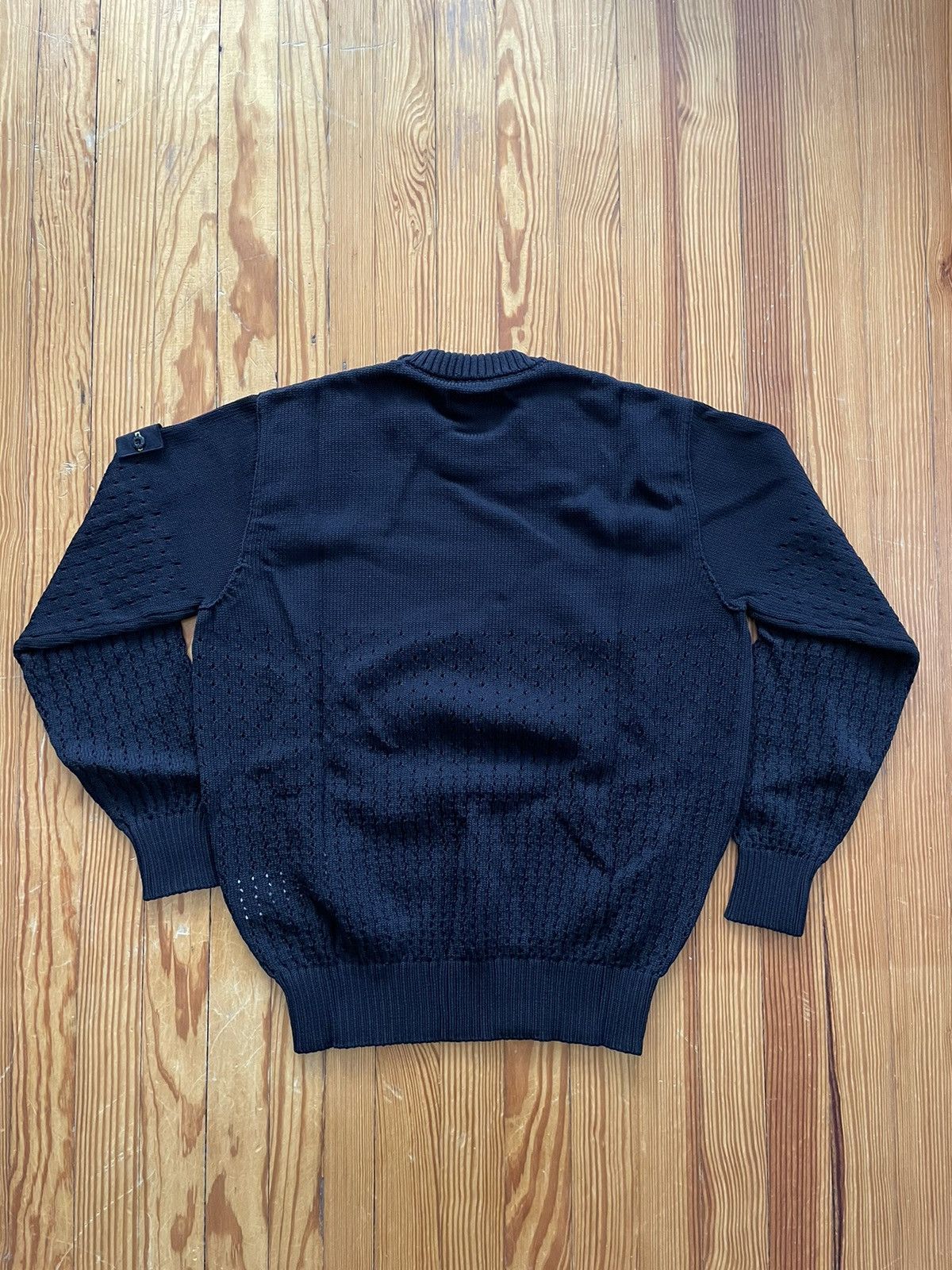 Stone Island Stone Island Perforated Hole Punch Knit Sweater Black Size US L / EU 52-54 / 3 - 2 Thumbnail