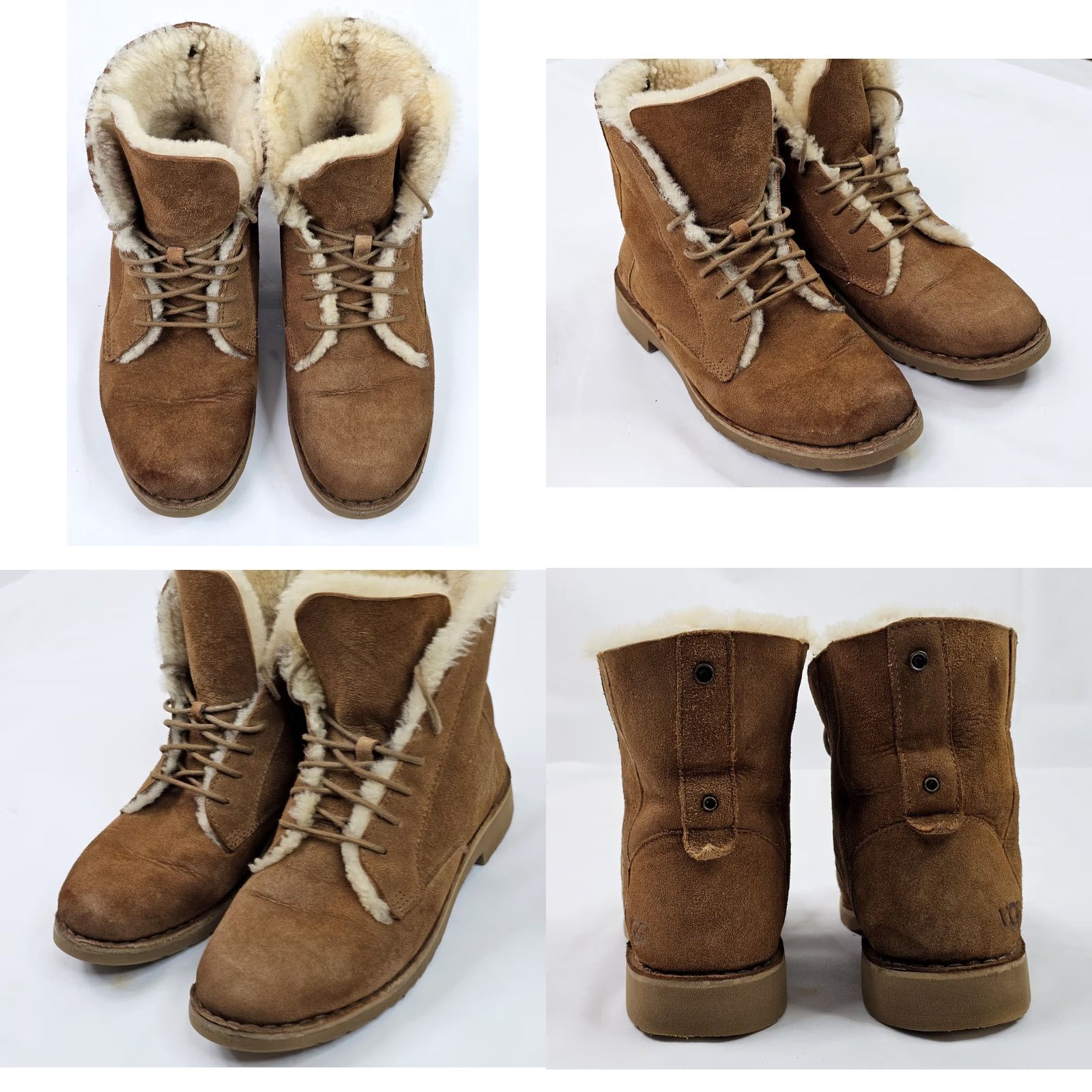 Ugg UGG Quincy Boots Chestnut Suede Sheepskin Lace Ankle Women 8 Leather 1012359 EUC Size US 8 / IT 38 - 8 Thumbnail