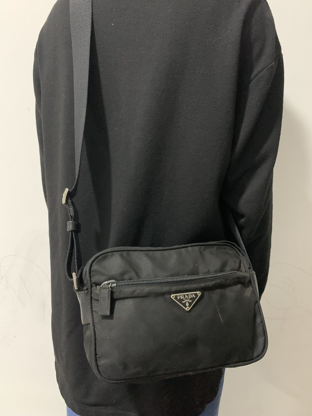 Prada Vintage Prada Black Sling Messenger Crossbody Bag Size ONE SIZE - 2 Thumbnail