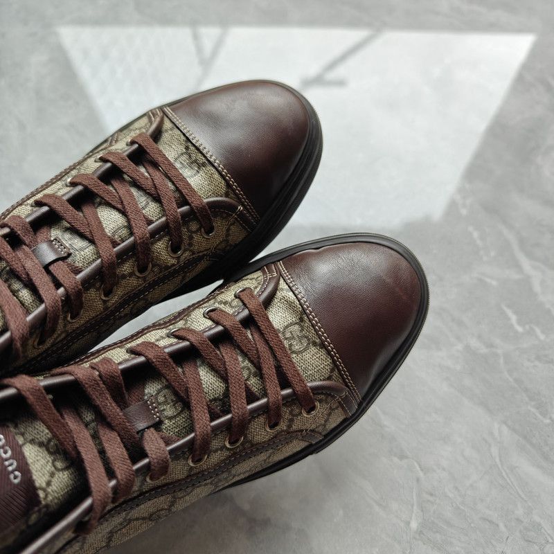 Gucci Gucci High Top Lace-Up Sneakers in Brown - Size US 8 / EU 41 - 4 Thumbnail