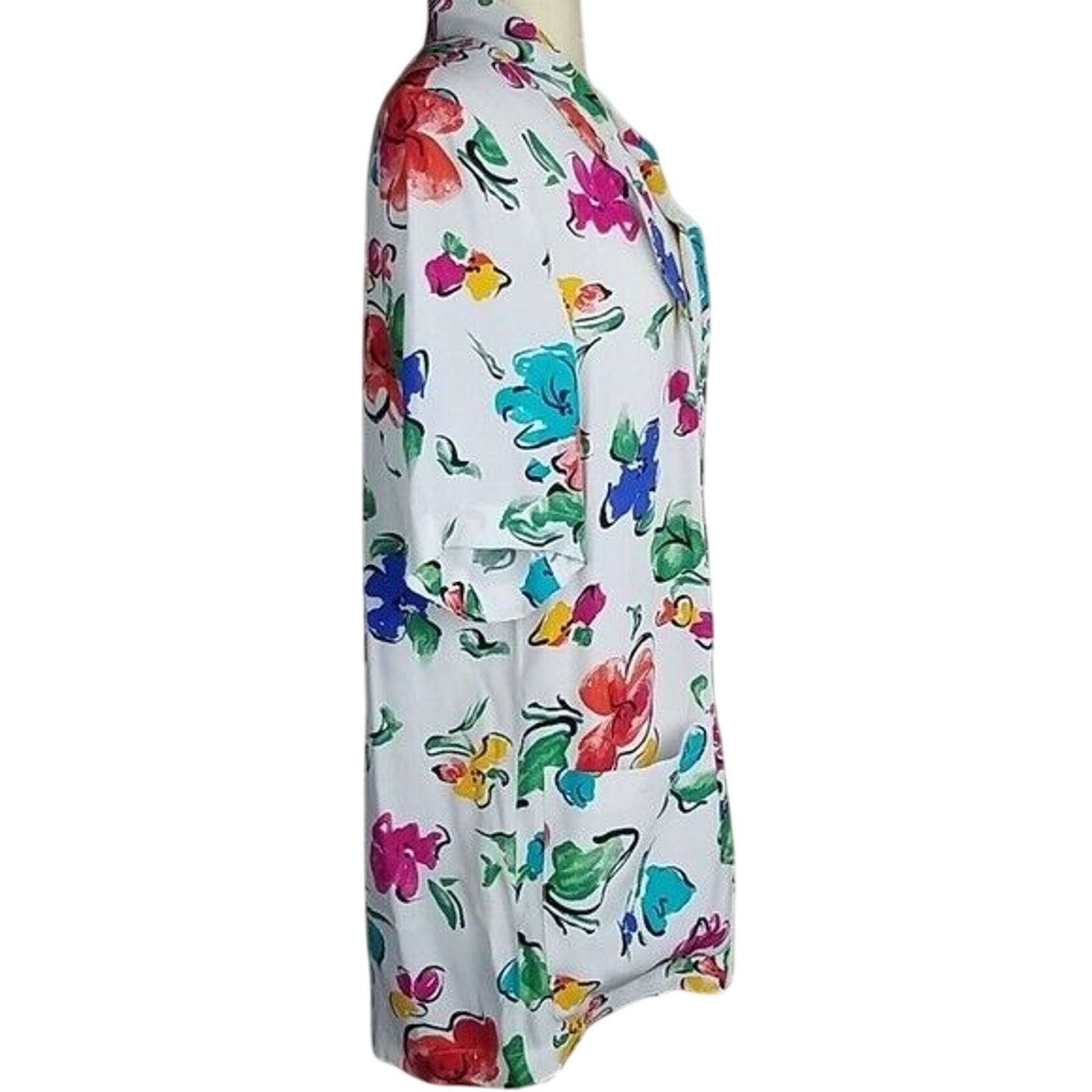 Carolina Herrera VTG Carole Little Women Blouse Abstract Floral Artsy Size L / US 10 / IT 46 - 4 Thumbnail