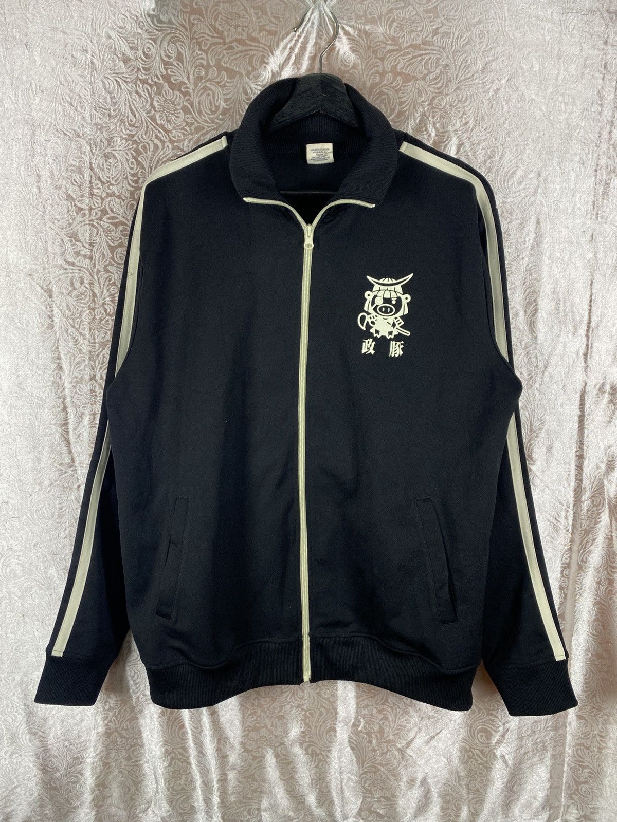 Japanese Brand Japanese Samurai Graphic Track Jacket Black Streetwear Size US XL / EU 56 / 4 - 3 Thumbnail