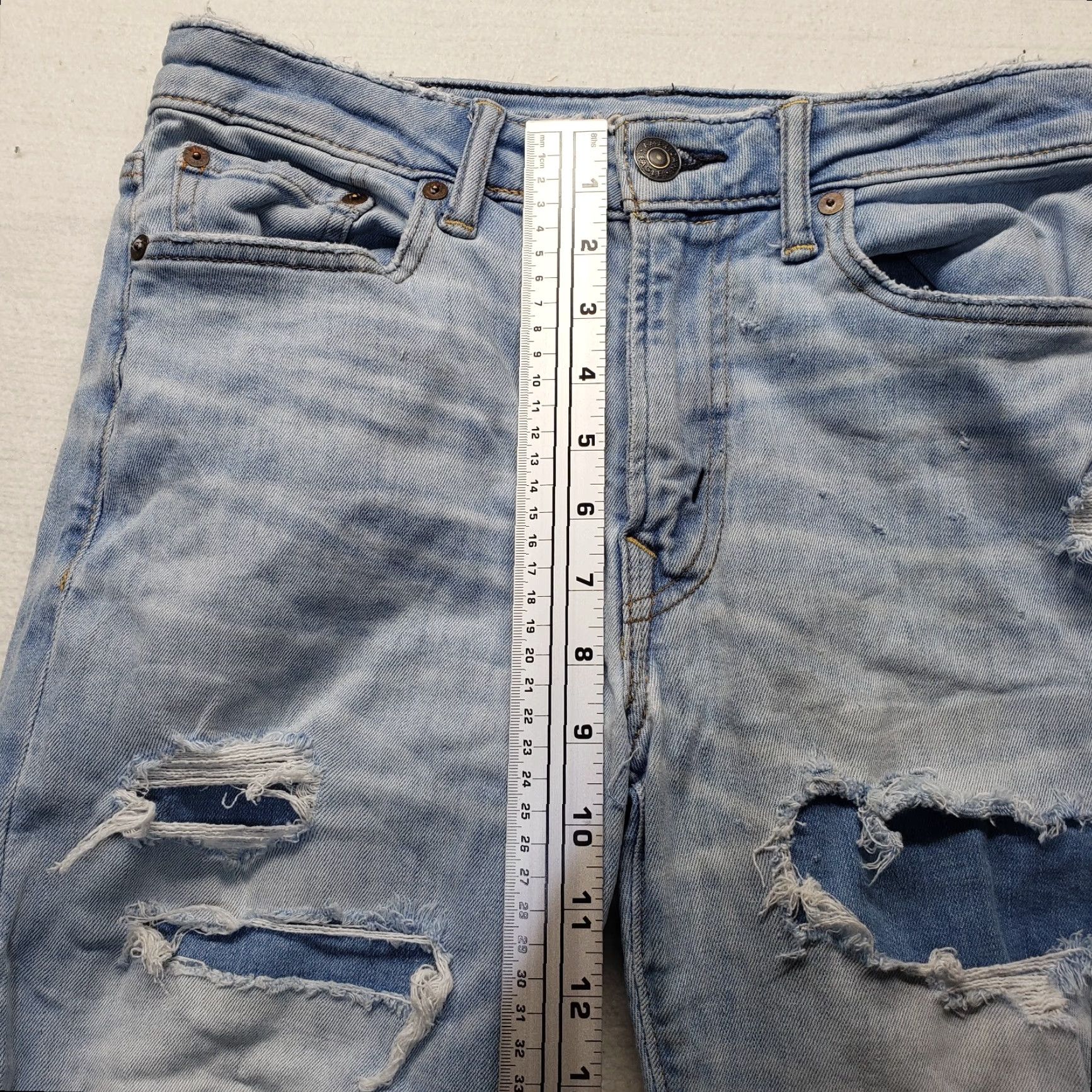 American Eagle Outfitters American Eagle Jeans Straight Slim Distressed 29x30 Adult Men Blue Cotton Blend Denim Logo 90s Theme Size US 30 / EU 46 - 7 Thumbnail