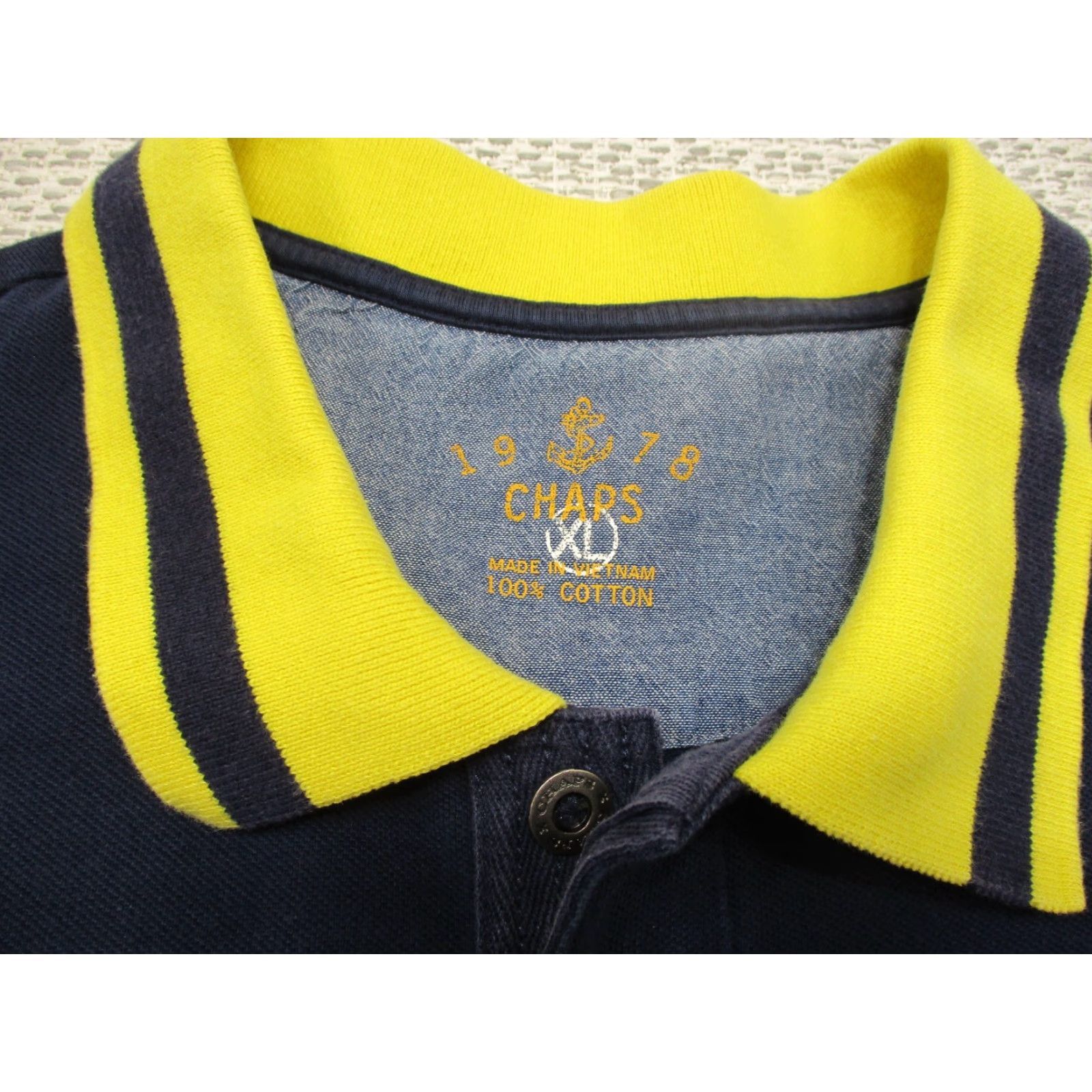 Chaps Chaps Polo Shirt Mens XL Blue Yellow Cotton Short Sleeve Anchor Logo Golf Rugby Shirt Size US XL / EU 56 / 4 - 5 Thumbnail