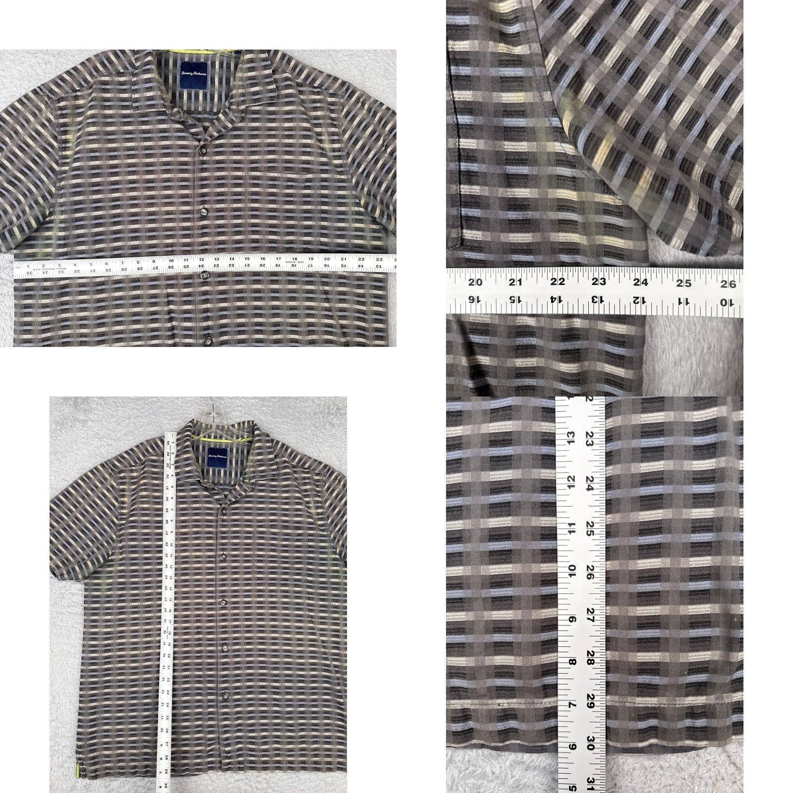 Tommy Bahama VINTAGE Tommy Bahama Shirt Men XL Gray Plaid Silk Blend Button Up Hawaiian READ Size US XL / EU 56 / 4 - 8 Thumbnail
