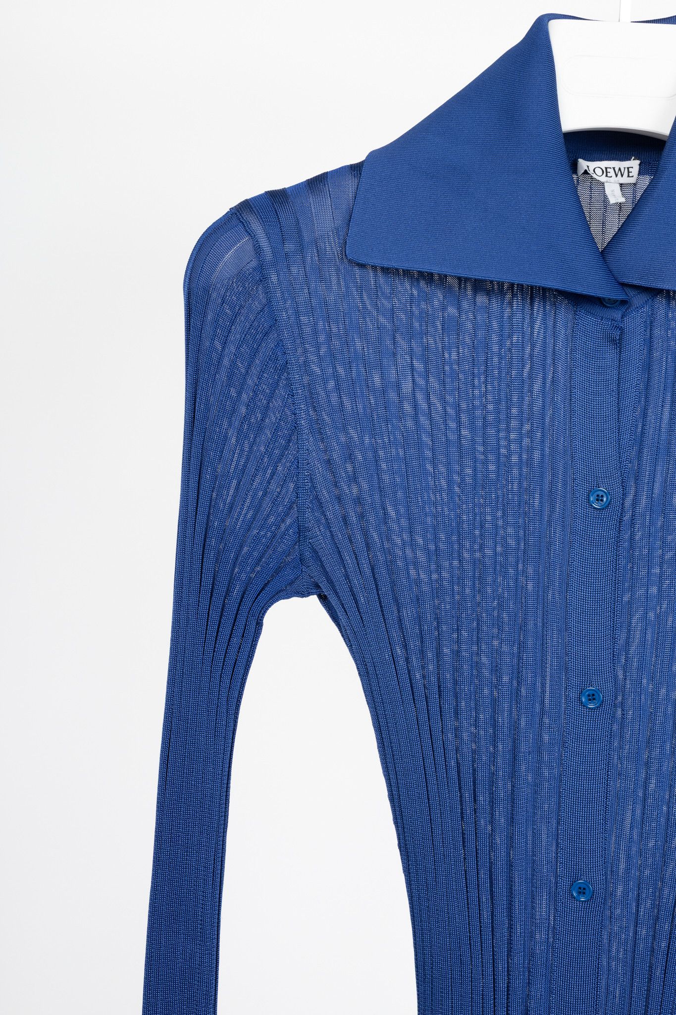 Loewe Loewe Night Blue Ribbed-Knit Buttoned Midi Dress Size M / US 6-8 / IT 42-44 - 5 Thumbnail
