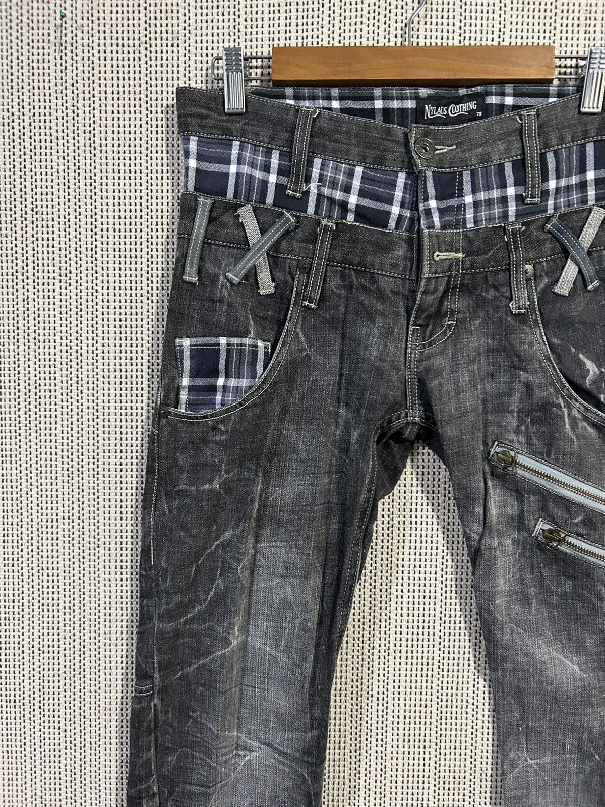 Seditionaries Y2k nylaus clothing double waist denim regular fit Size US 31 - 9 Thumbnail