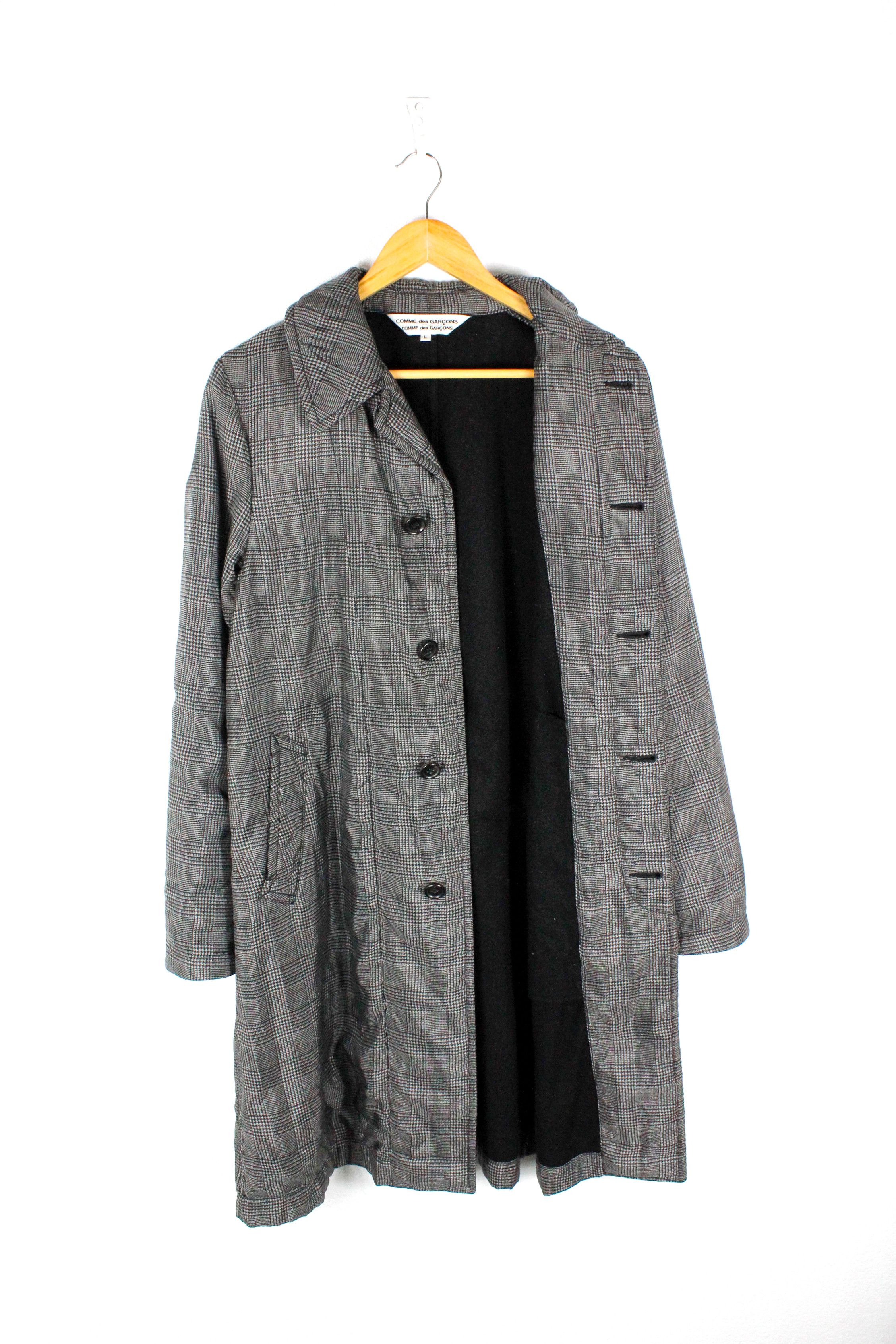 Comme des Garcons Womens Comme des Garcons Houndstooth Silk Nylon Coat Size L / US 10 / IT 46 - 15 Thumbnail