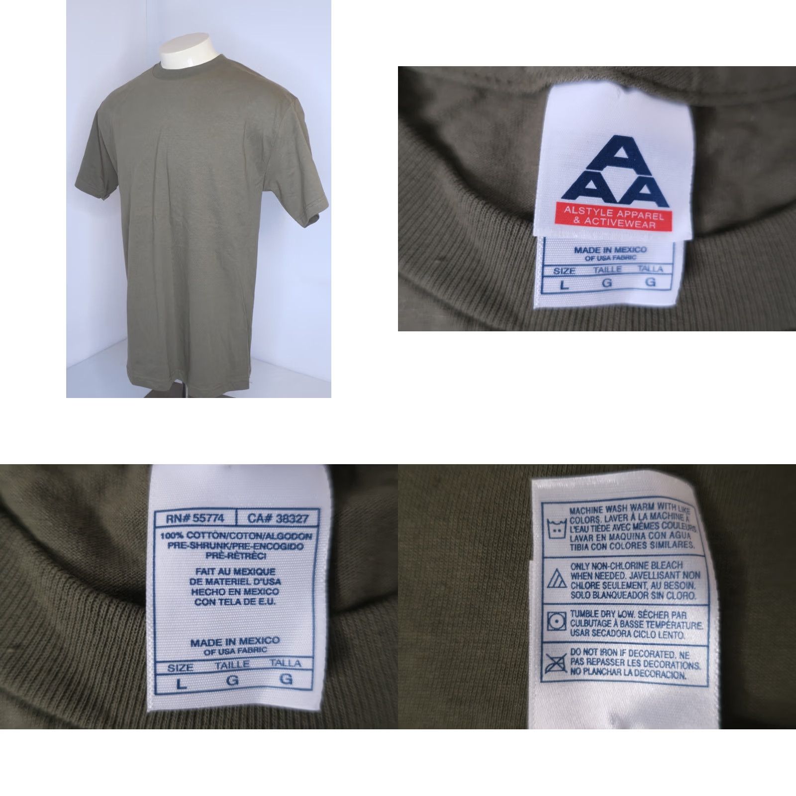 Olive NWOT Vintage 90s Alstyle Solid Olive Green Shirt XL L USA BLANK Size US XL / EU 56 / 4 - 8 Thumbnail