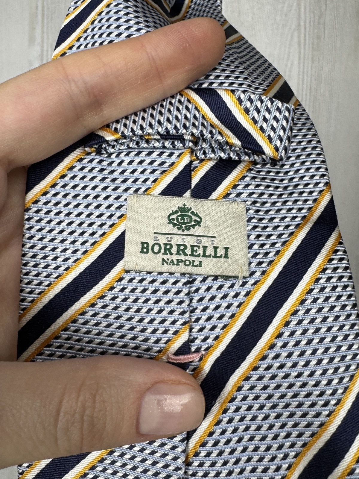 Luigi Borrelli Luigi Borelli Napoli Striped Tie 100% Silk Made In Italy Size ONE SIZE - 5 Thumbnail
