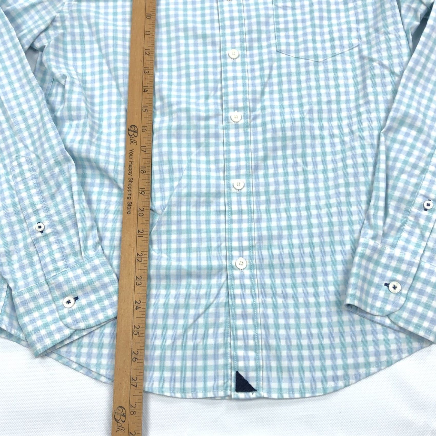 UNTUCKit UNTUCKit Montiglet Men's M Slim Fit Gingham Button-Down Shirt Aqua White Size US M / EU 48-50 / 2 - 3 Thumbnail