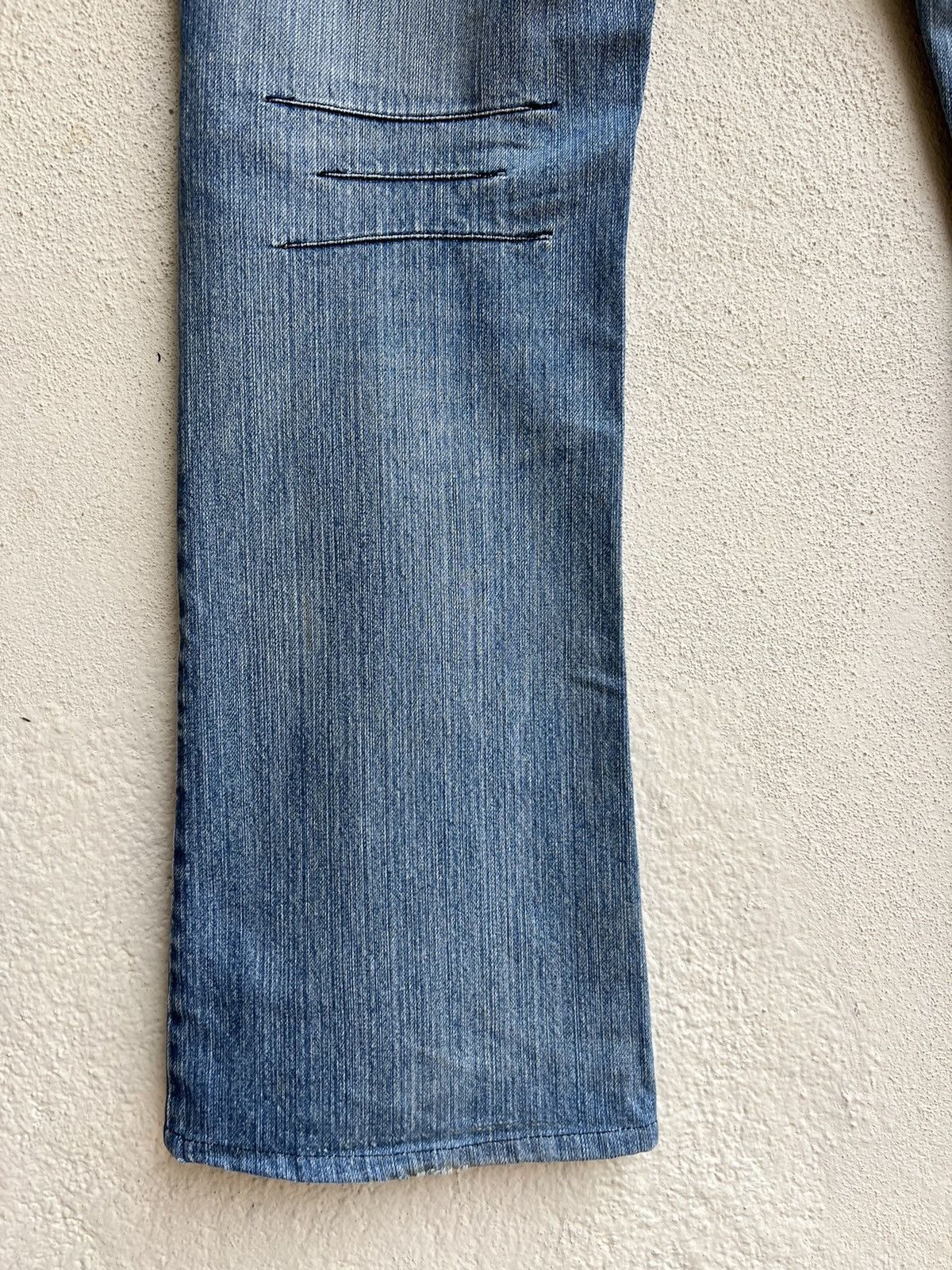Japanese Brand Rupert Japan Double Waist Fade Mud Blue Denim Flare Jeans Size US 34 / EU 50 - 16 Thumbnail