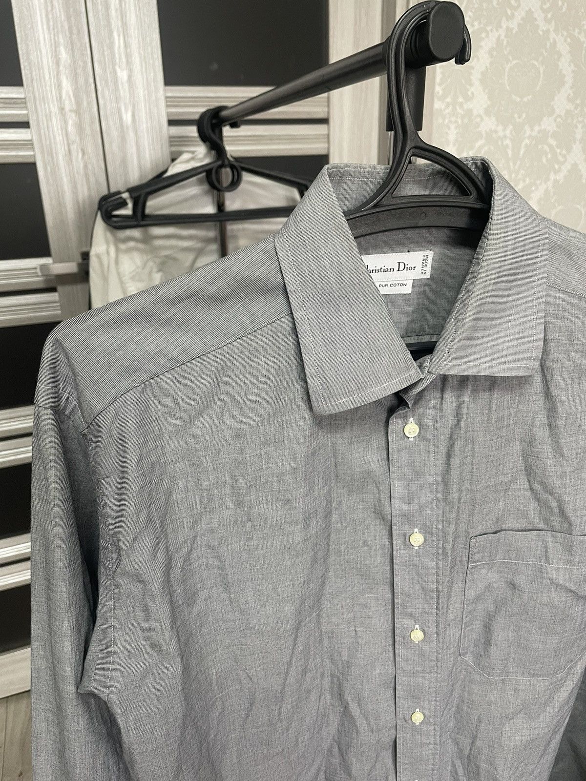 Dior Cristian Dior Shirt Pur Coton Longsleeve Cufflinks Graphites Size US XL / EU 56 / 4 - 2 Thumbnail
