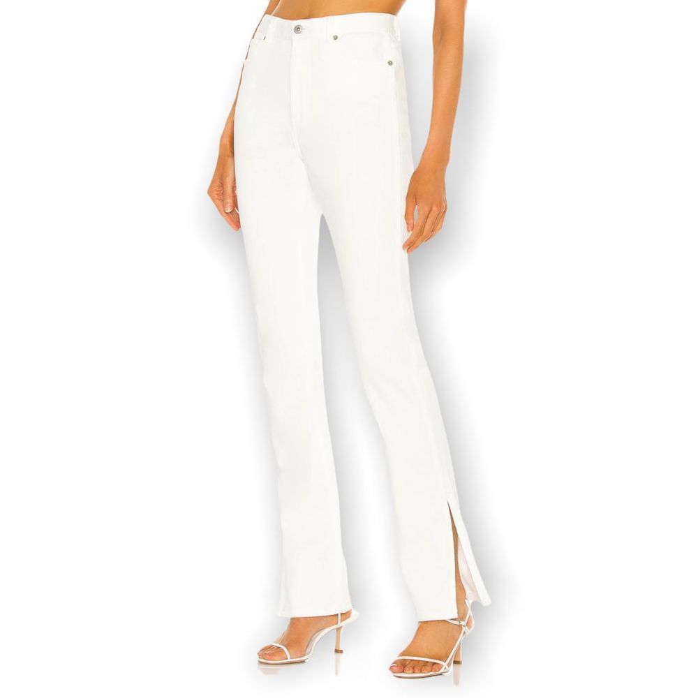 Other Something Navy Nina Denim Pants with Slit in White 6 Size 28" / US 6 / IT 42 - 2 Thumbnail