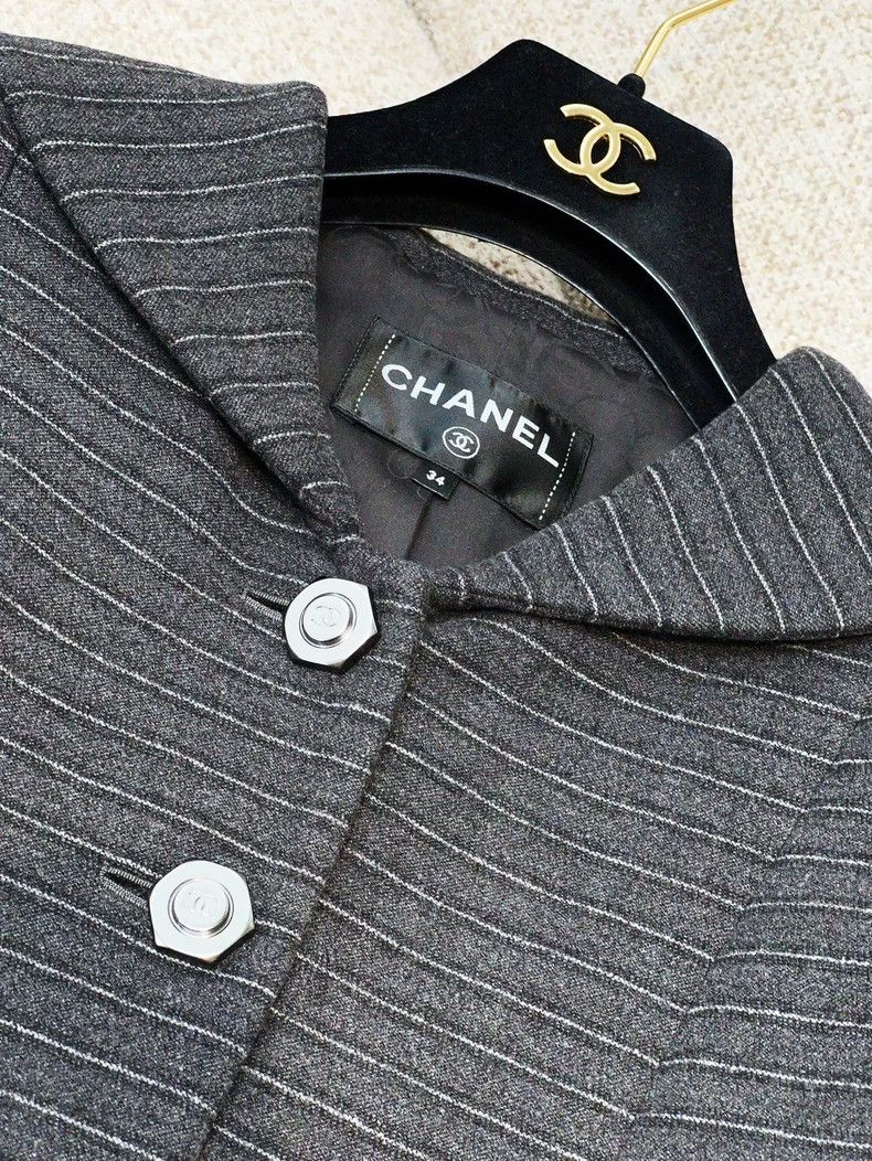 Chanel Chanel Hamburger series show style dark gray navy collar w Size XXS / US 00 / IT 34 - 3 Thumbnail