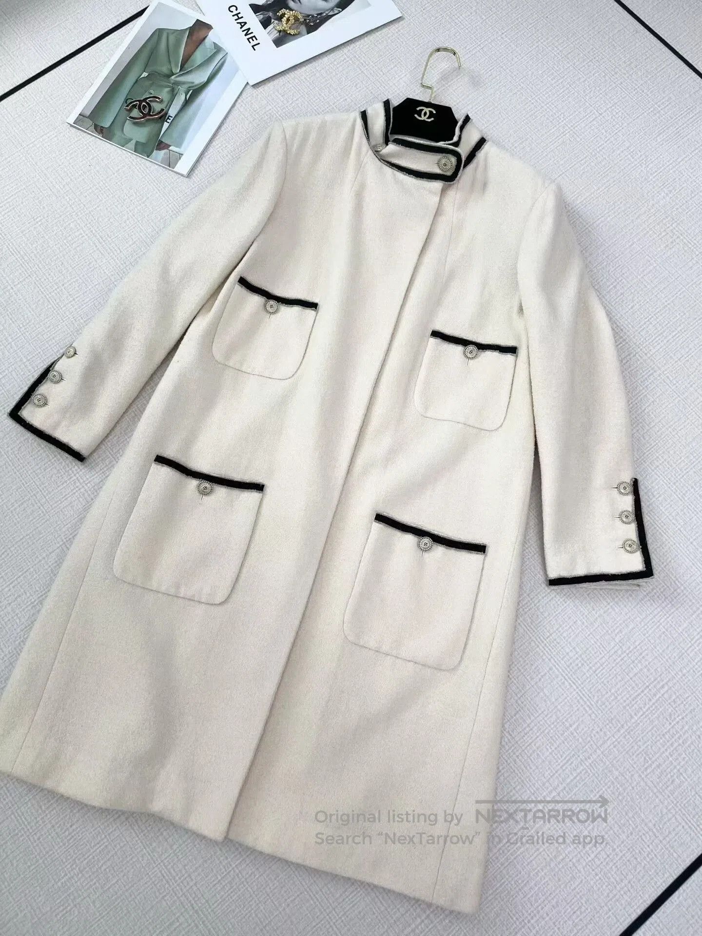 Chanel Chanel Color-Block Long Coat with Pockets. Size M / US 6-8 / IT 42-44 - 2 Thumbnail