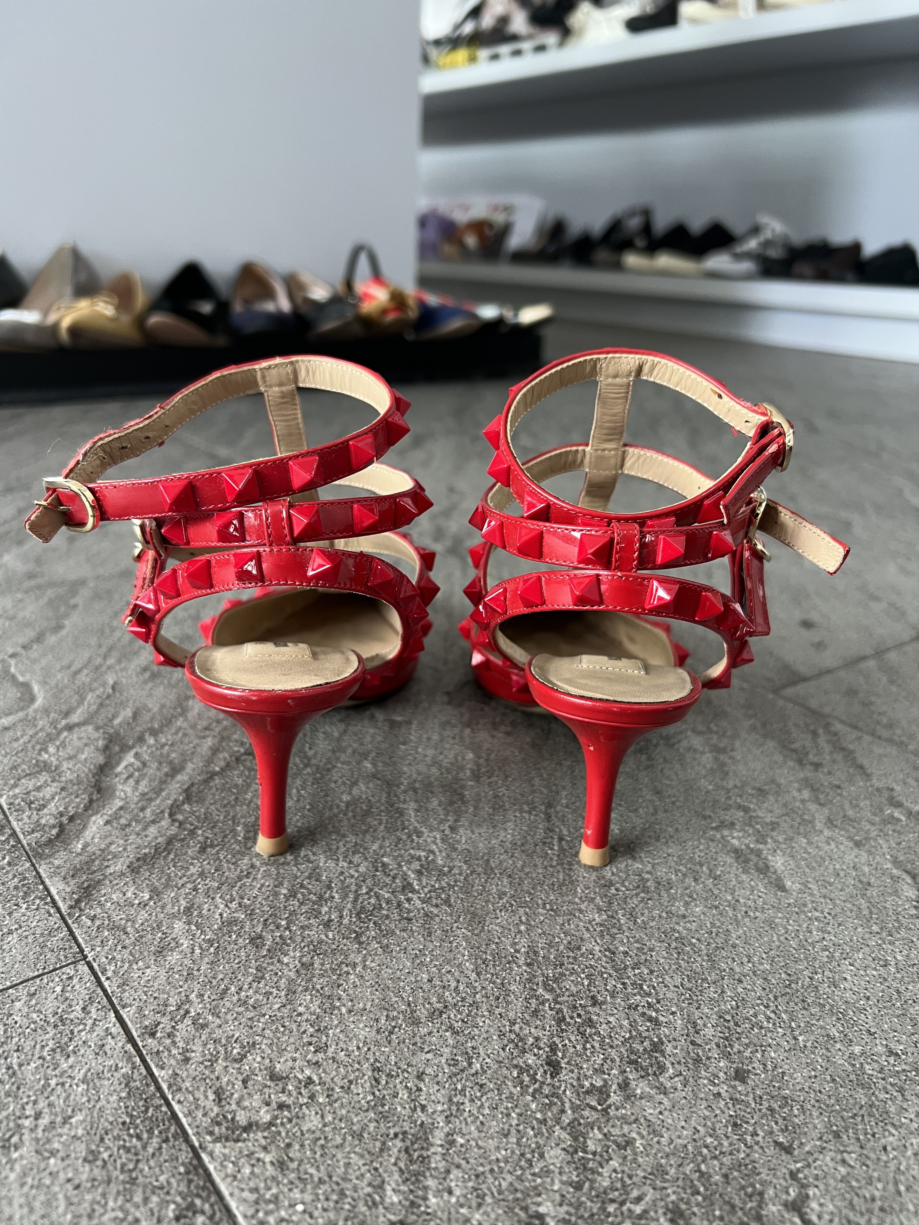 Valentino Valentino Rockstud Patent Cage Heels Red 37 Size US 7 / IT 37 - 9 Thumbnail