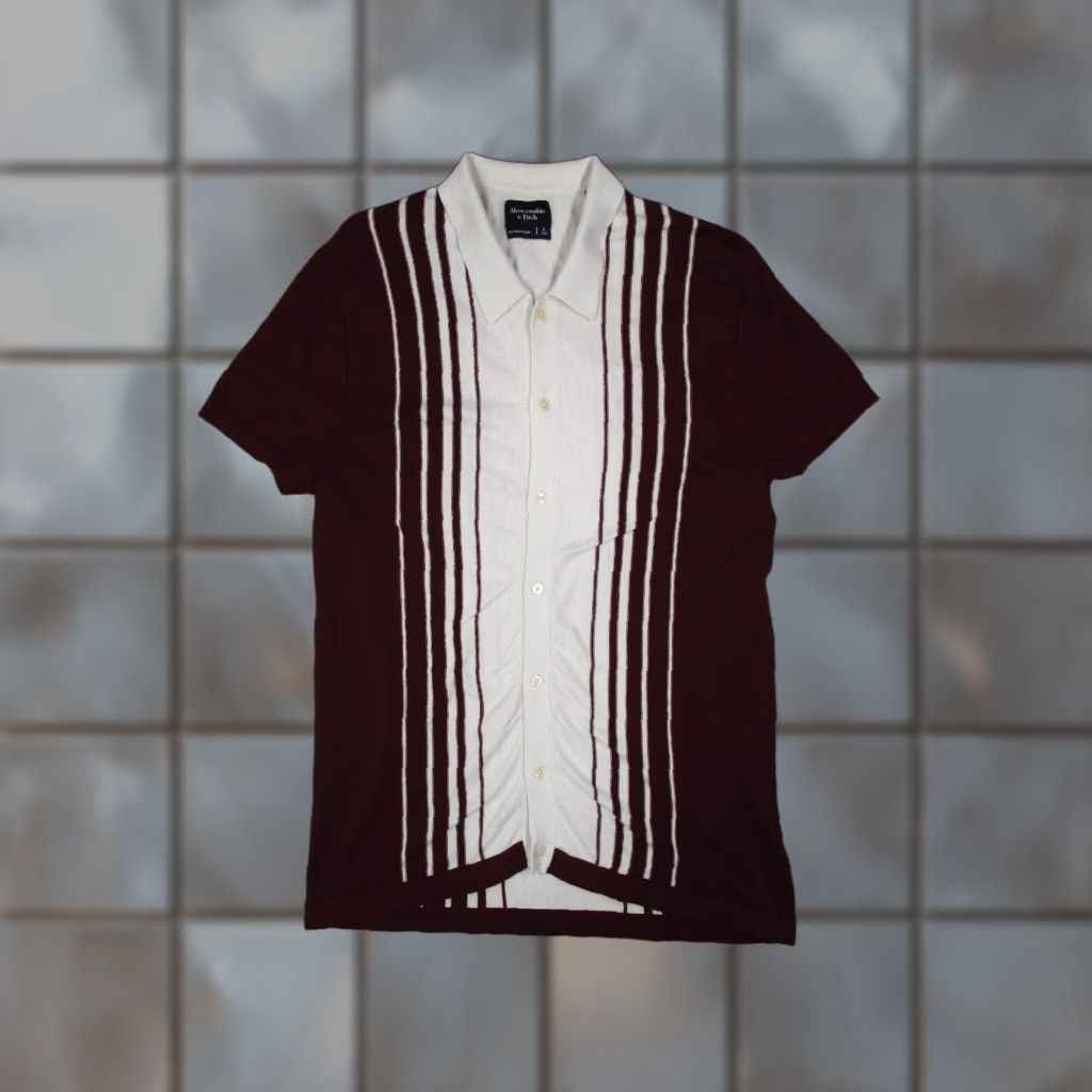 Abercrombie & Fitch VINTAGE Abercrombie & Fitch Sweater Cardigan Mens Large Red Striped Cotton Blend All Seasons Size US L / EU 52-54 / 3 - 1 Thumbnail