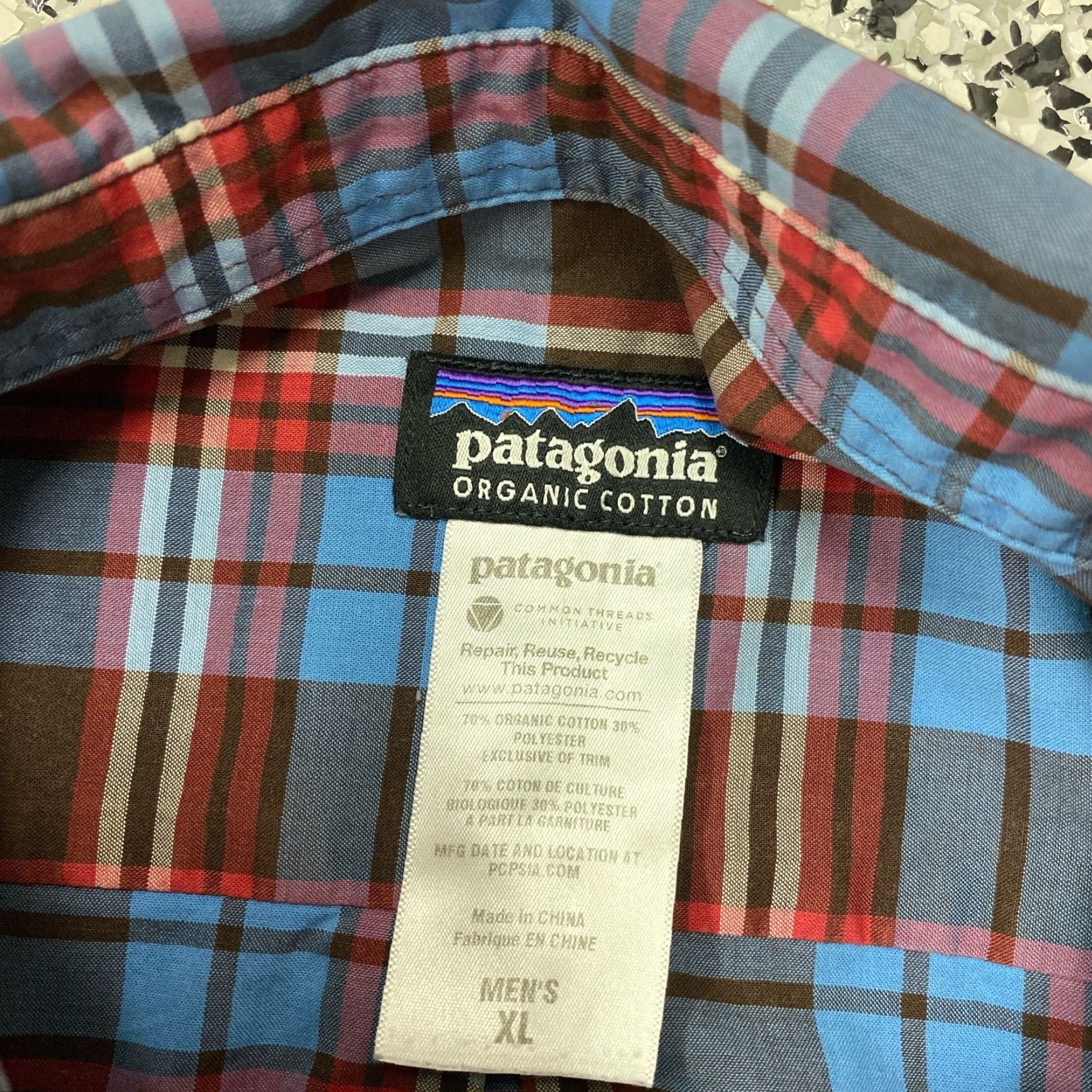 Patagonia Patagonia Organic Cotton Shirt Mens XL Blue Short Sleeve Button-Up Plaid Size US XL / EU 56 / 4 - 2 Thumbnail