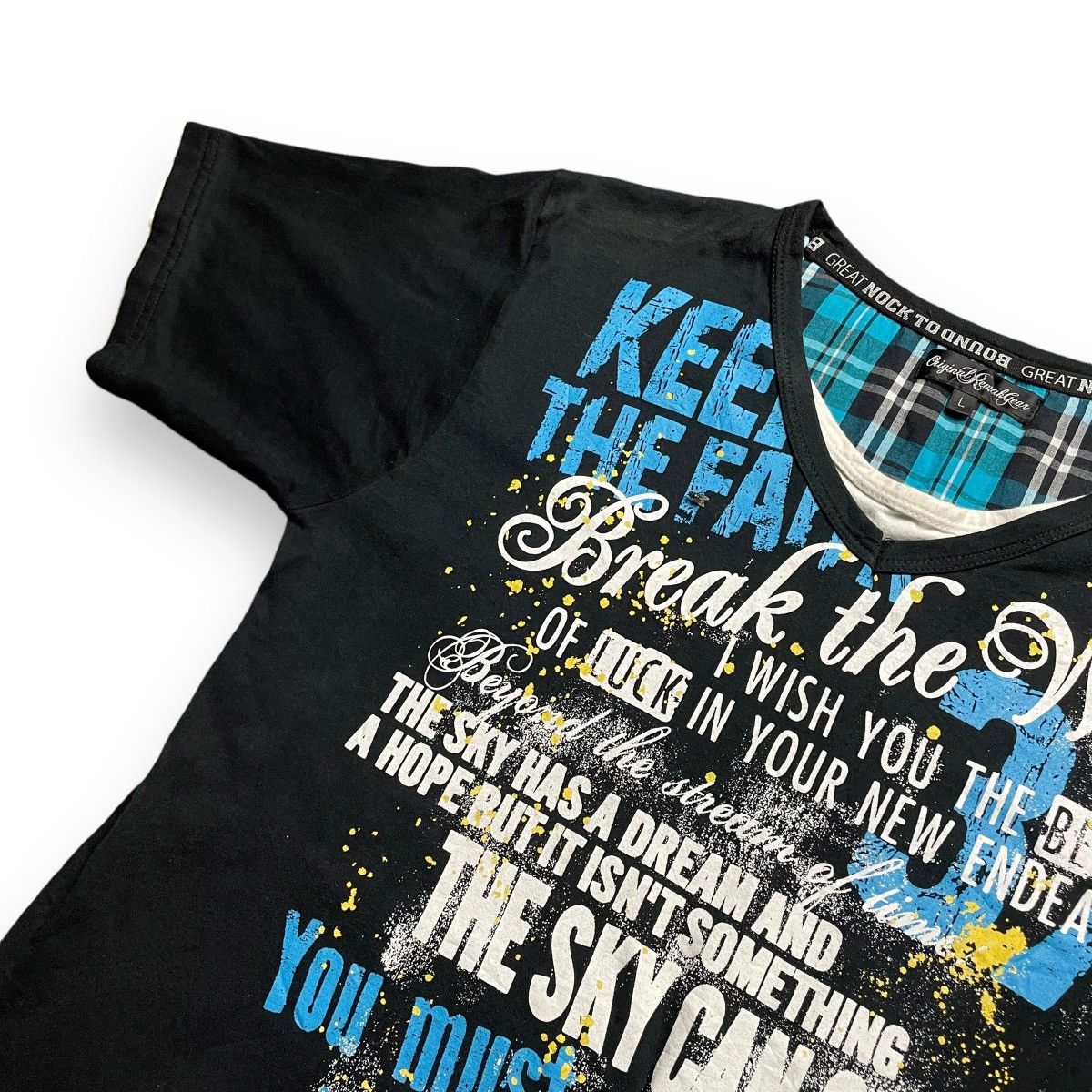 If Six Was Nine × Japanese Brand × Le Grande Bleu (L.G.B.) 🇯🇵 Y2K ORIGINAL REMAK GEAR POEM DOUBLE LAYER TSHIRT Size US L / EU 52-54 / 3 - 4 Thumbnail