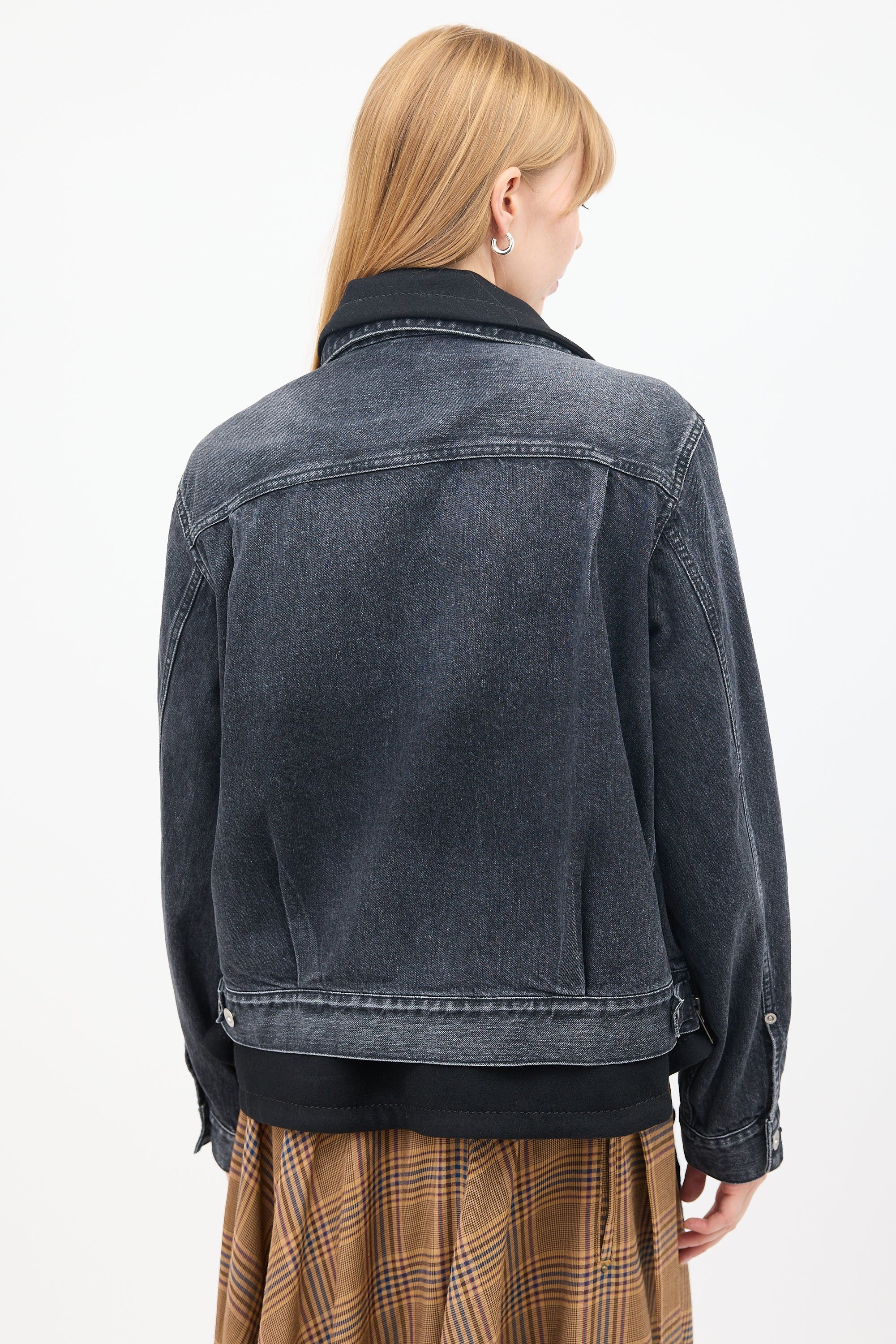 Sacai Sacai Black Wool & Denim Layered Jacket Size M / US 6-8 / IT 42-44 - 9 Thumbnail