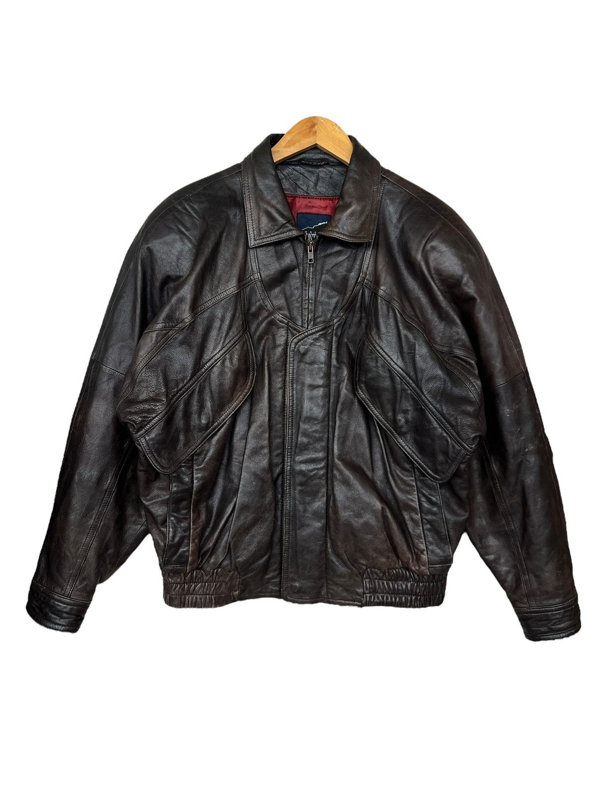 Vintage Vintage 90s Robert Dark Brown Bomber Leather Jacket Size US L / EU 52-54 / 3 - 3 Thumbnail