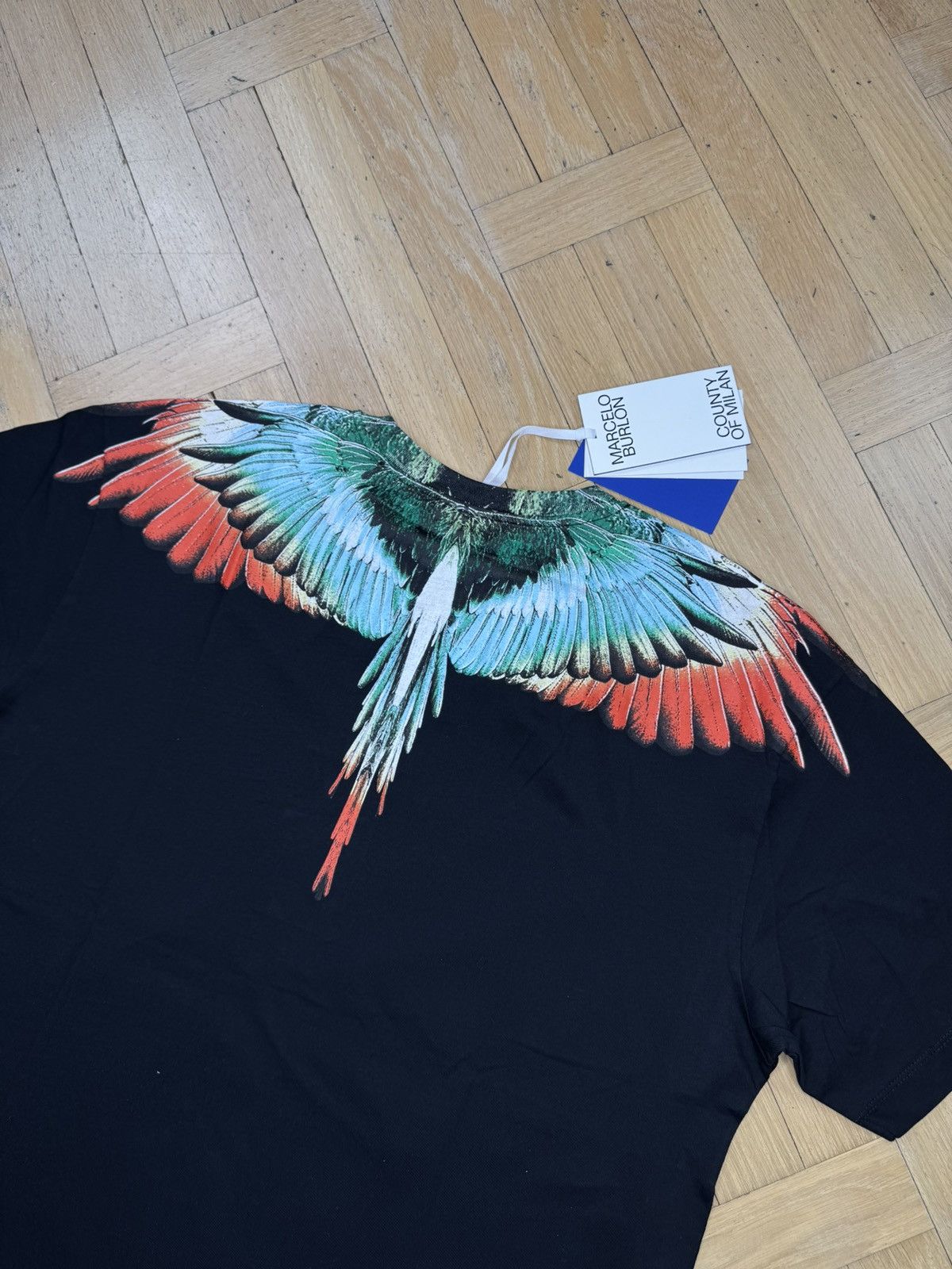 Marcelo Burlon MARCELO BURLON WING GREEN ORANGE BLACK TEE Size US XL / EU 56 / 4 - 4 Thumbnail
