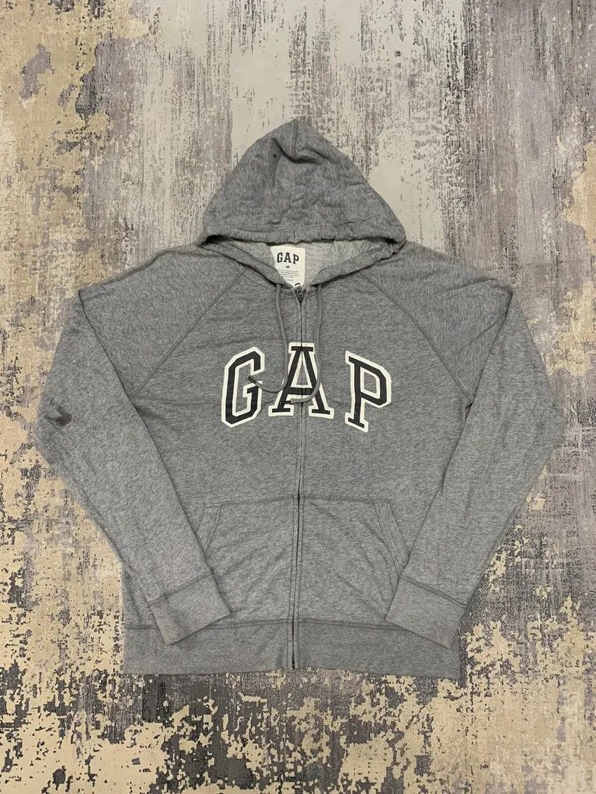 Gap Vintage 90s Gap Arch Logo Full Zip Hoodie Grey XL Size US M / EU 48-50 / 2 - 1 Thumbnail