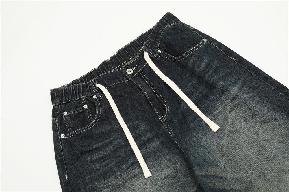 Japanese Brand Street fashion drawstring washed jeans straight y2k Size US 32 / EU 48 - 4 Thumbnail