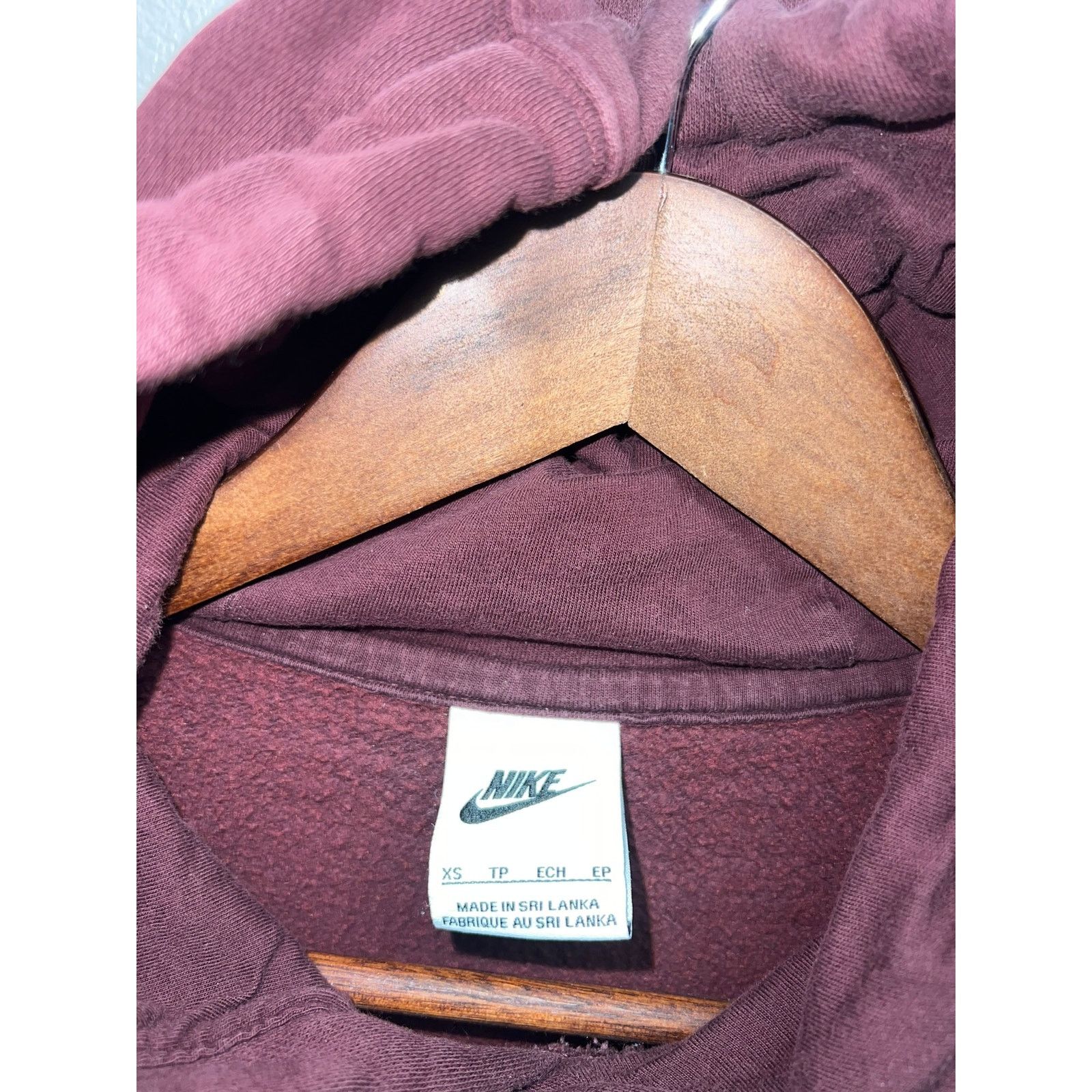 Vintage Nike Sportswear Maroon Hoodie Club Fleece Pullover Red XS Size US XS / EU 42 / 0 - 5 Thumbnail
