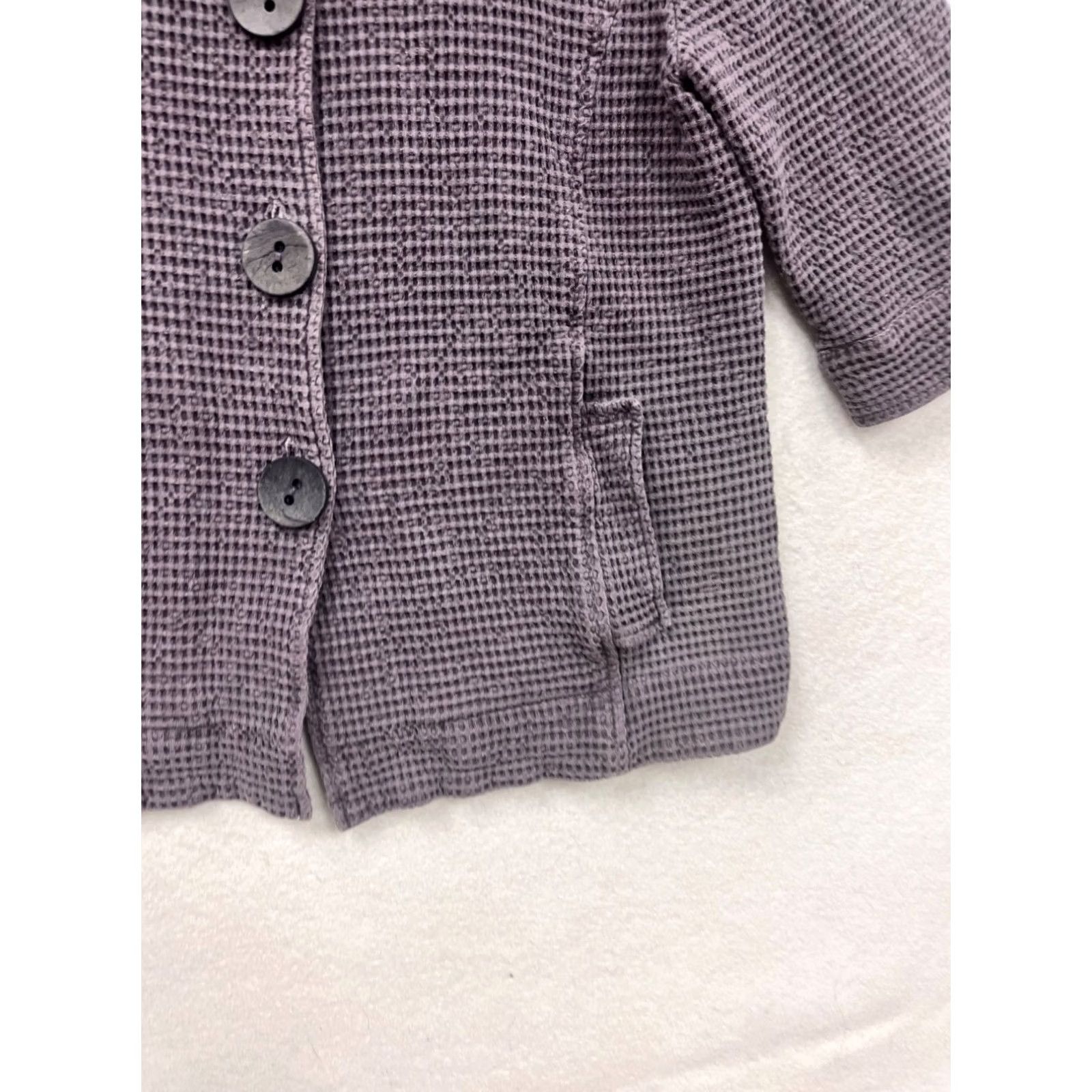 Vintage VINTAGE Focus Jacket Women M Purple Waffle Knit Button-Up Shirt? Size M / US 6-8 / IT 42-44 - 5 Thumbnail