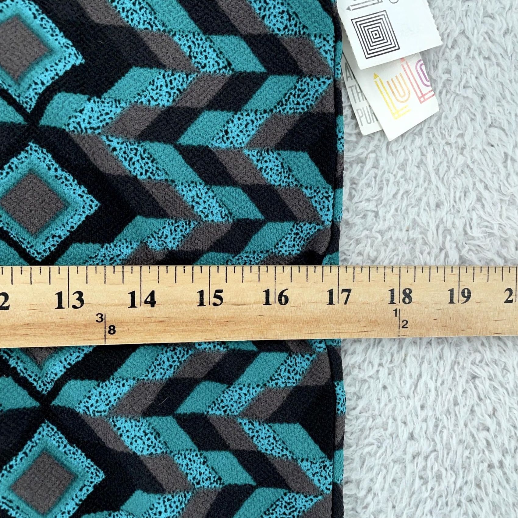 Vintage LuLaRoe Skirt Womens Medium Black Teal Geometric Pencil Stretch Pull On Size 32" / US 10 / IT 46 - 6 Thumbnail