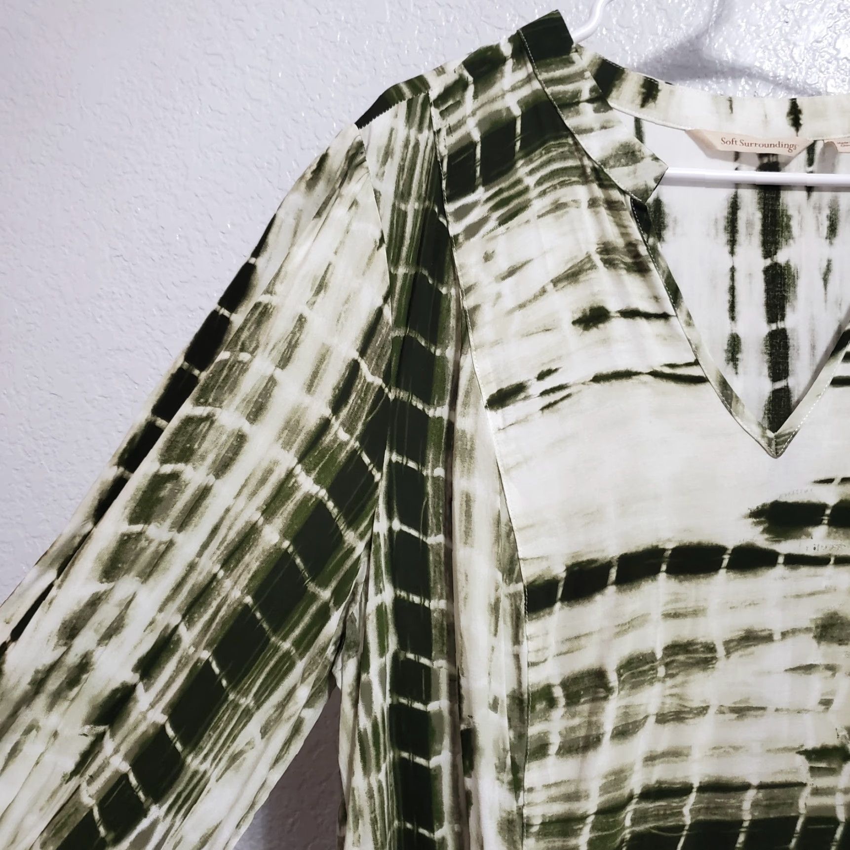 Soft Surroundings VINTAGE Soft Surroundings Melody Maxi Dress Women 1X Green Tie Dye Pockets Side Zip Boho Size XL / US 12-14 / IT 48-50 - 5 Thumbnail