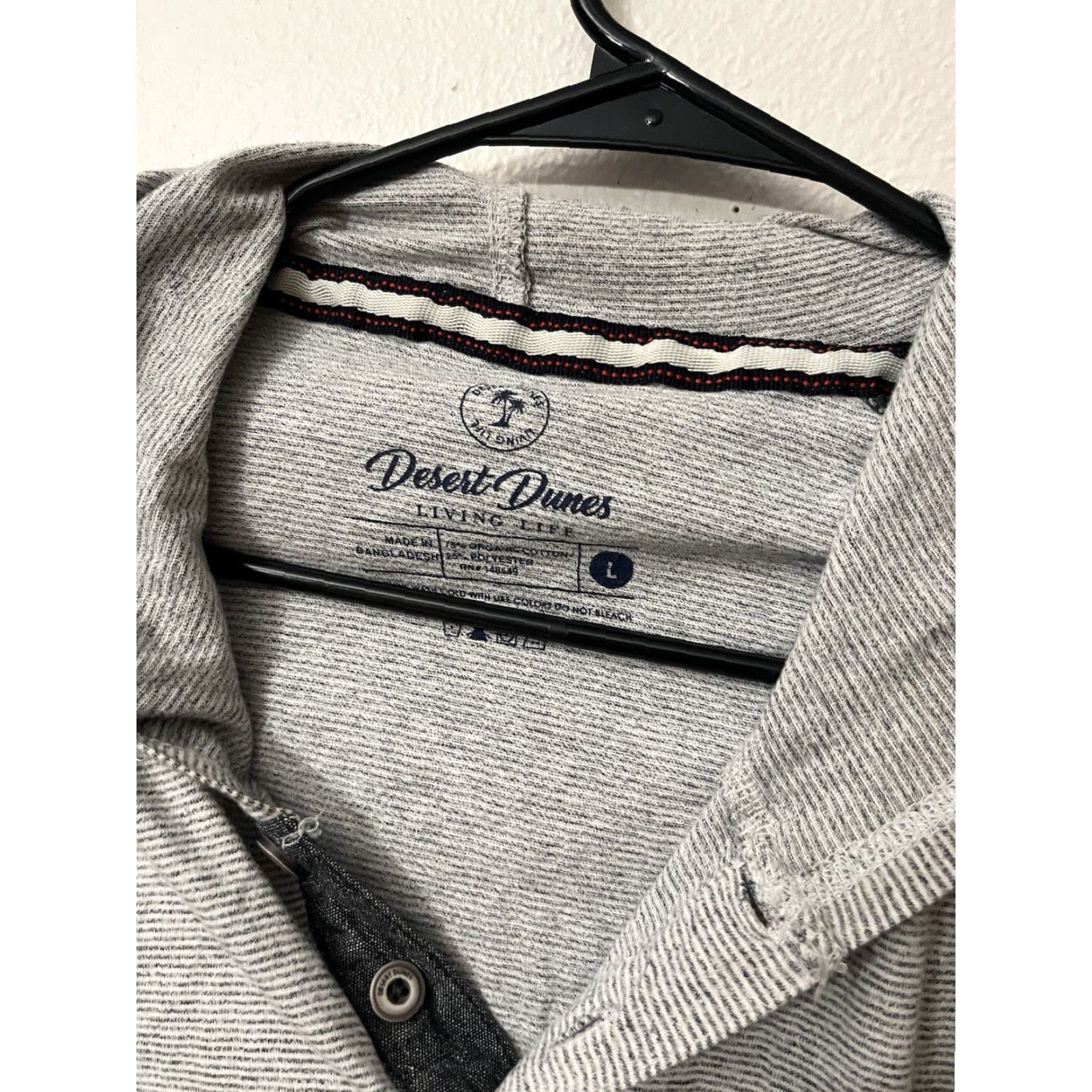 Vintage DESERT DUNES MENS T-SHIRT Hooded Gray Striped Long Sleeve Organic Cotton L Size US L / EU 52-54 / 3 - 2 Thumbnail
