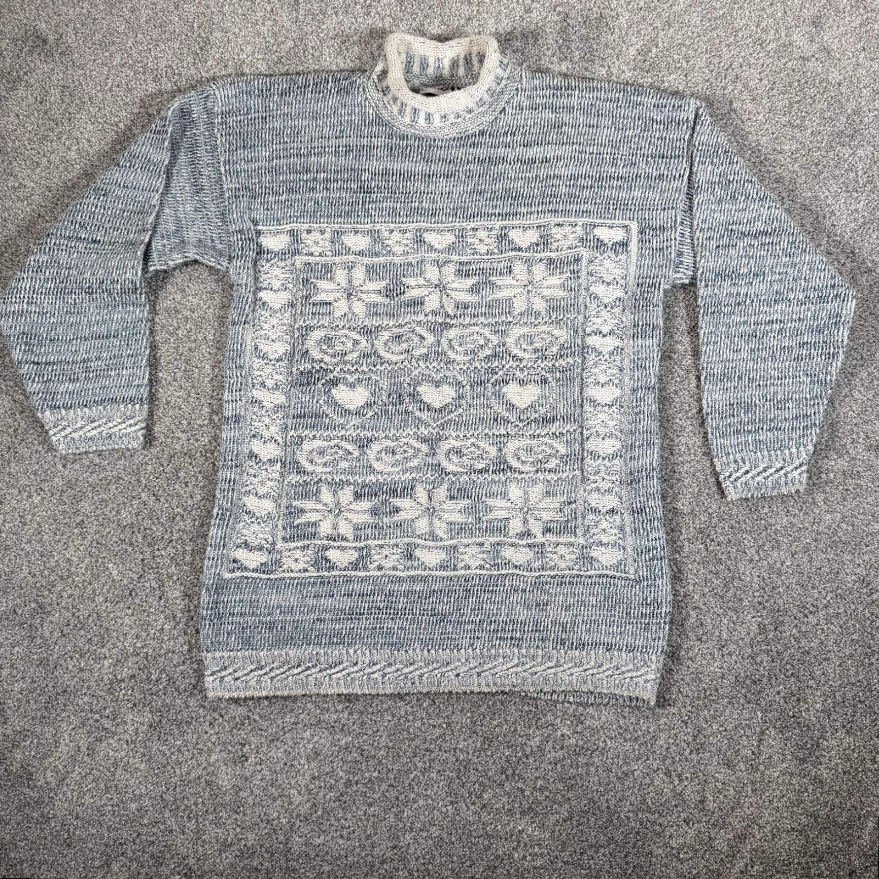 Vintage VINTAGE Cut 4 U Sweater Womens Medium Cotton Blue Fair Isle Knitted Pullover 80s 90s Cozy Bohemian Classic Casual Size M / US 6-8 / IT 42-44 - 2 Thumbnail