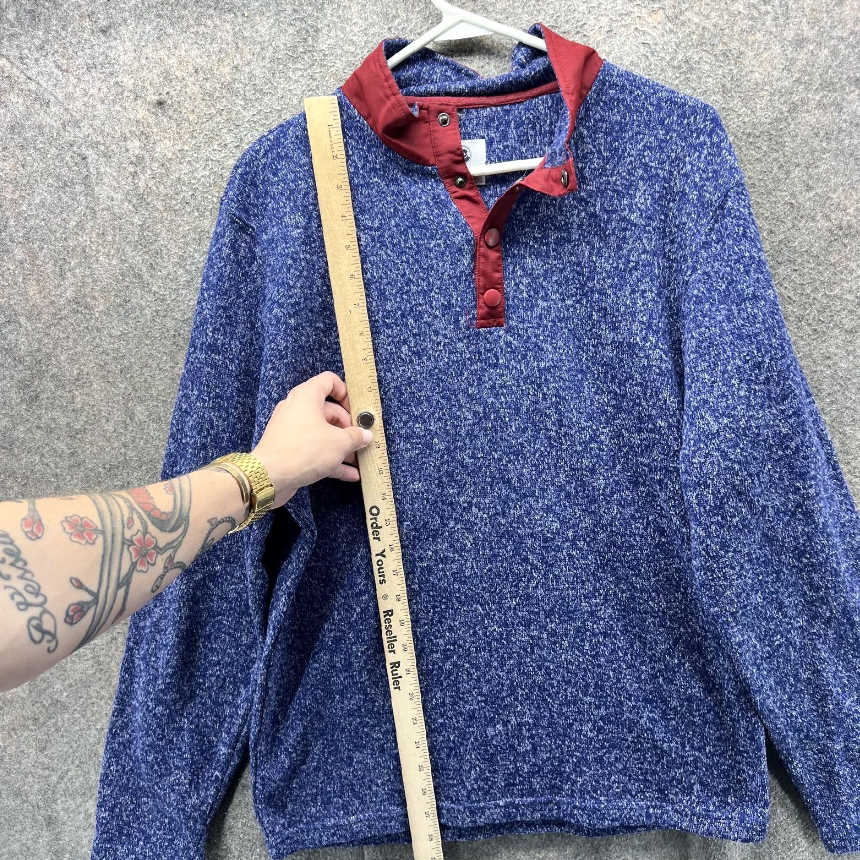 Southern Proper Southern Proper Sweater Mens Medium Blue Red Snap Fleece Pullover Quarter Snap Size US M / EU 48-50 / 2 - 7 Thumbnail