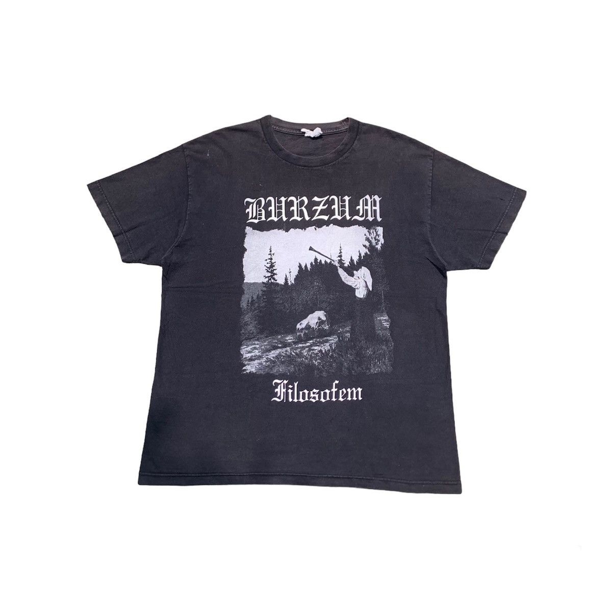 image of Band Tees x Rock Band Vintage Burzum Filosofem Heavy Death Metal Rock Band Tshirt in Black (Size La