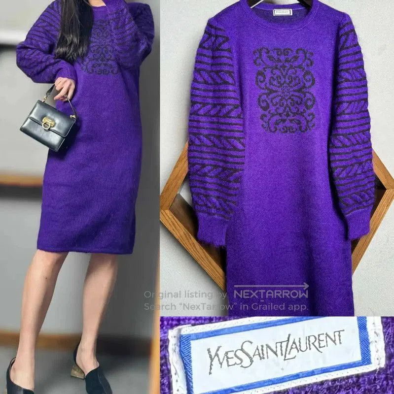 Yves Saint Laurent Yves Saint Laurent Purple Knit Dress for Women . Size XXS / US 00 / IT 34 - 1 Thumbnail