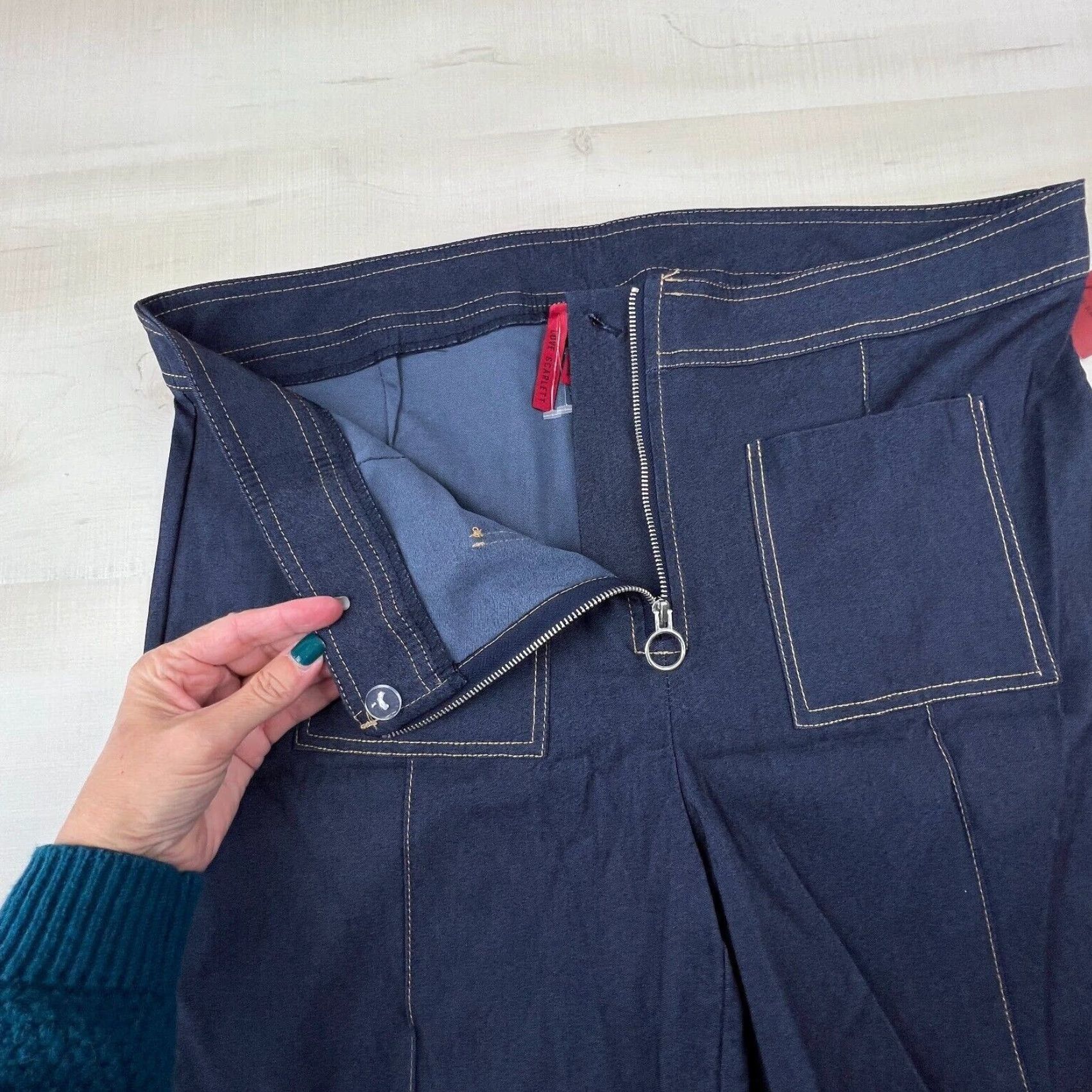 Vintage Love Scarlett Womens Dark Blue Wide Leg Jeans 14 Medium Wash Cotton Blend New Size 36" / US 14 / IT 50 - 3 Thumbnail