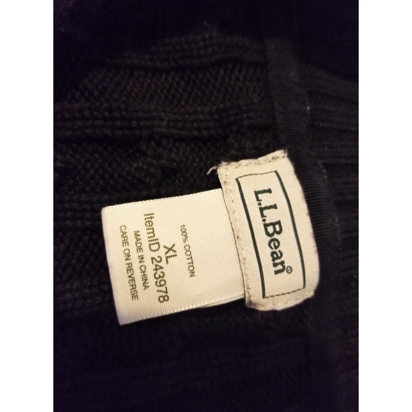 Vintage Womens L.L. Bean Jacket XL Black Full Zip Cotton Knit Regular Long Sleeve Winter Spring Fall Size XL / US 12-14 / IT 48-50 - 4 Thumbnail